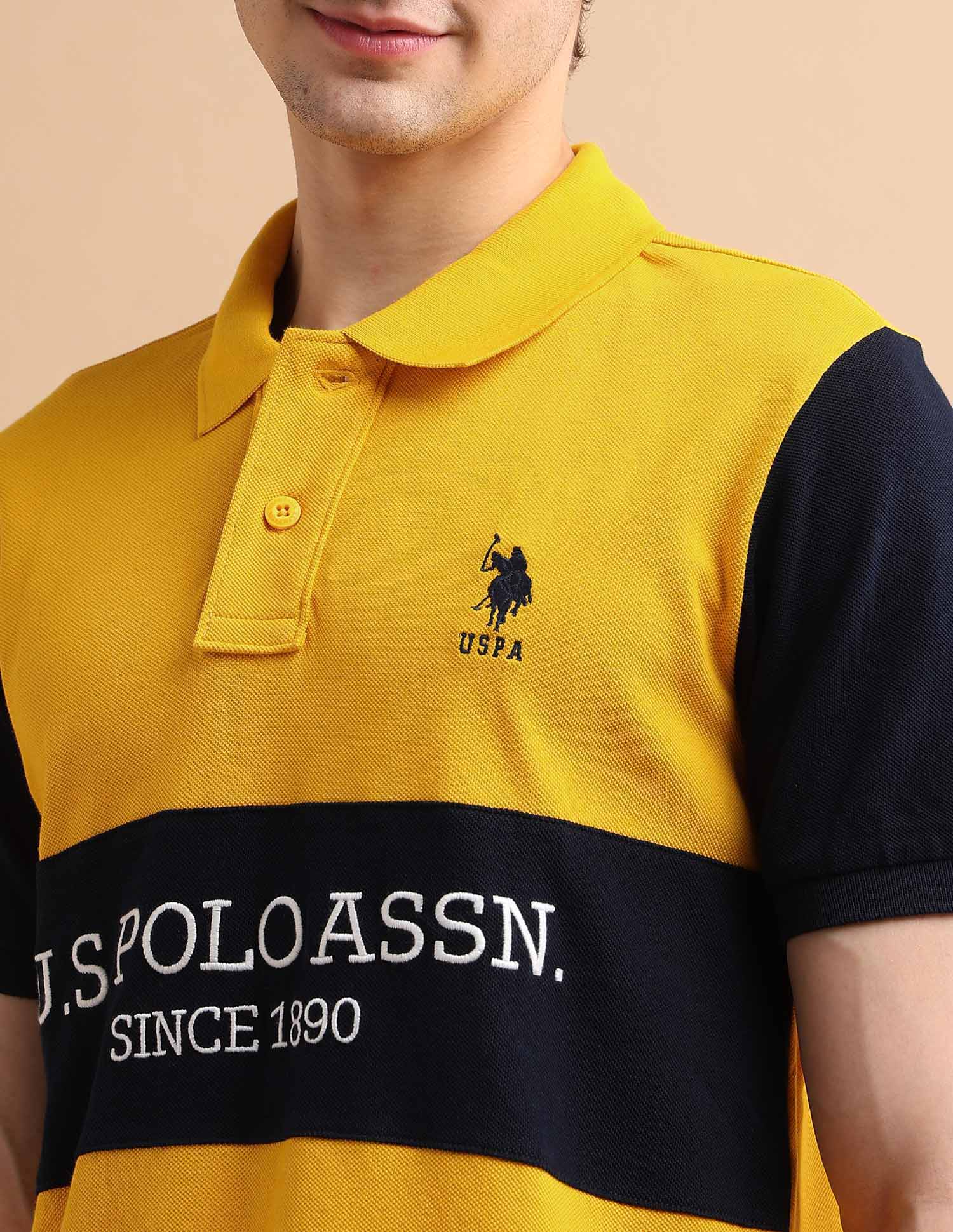 Embroidered Rugby Polo Shirt Mustard - U.S. POLO ASSN. | Large