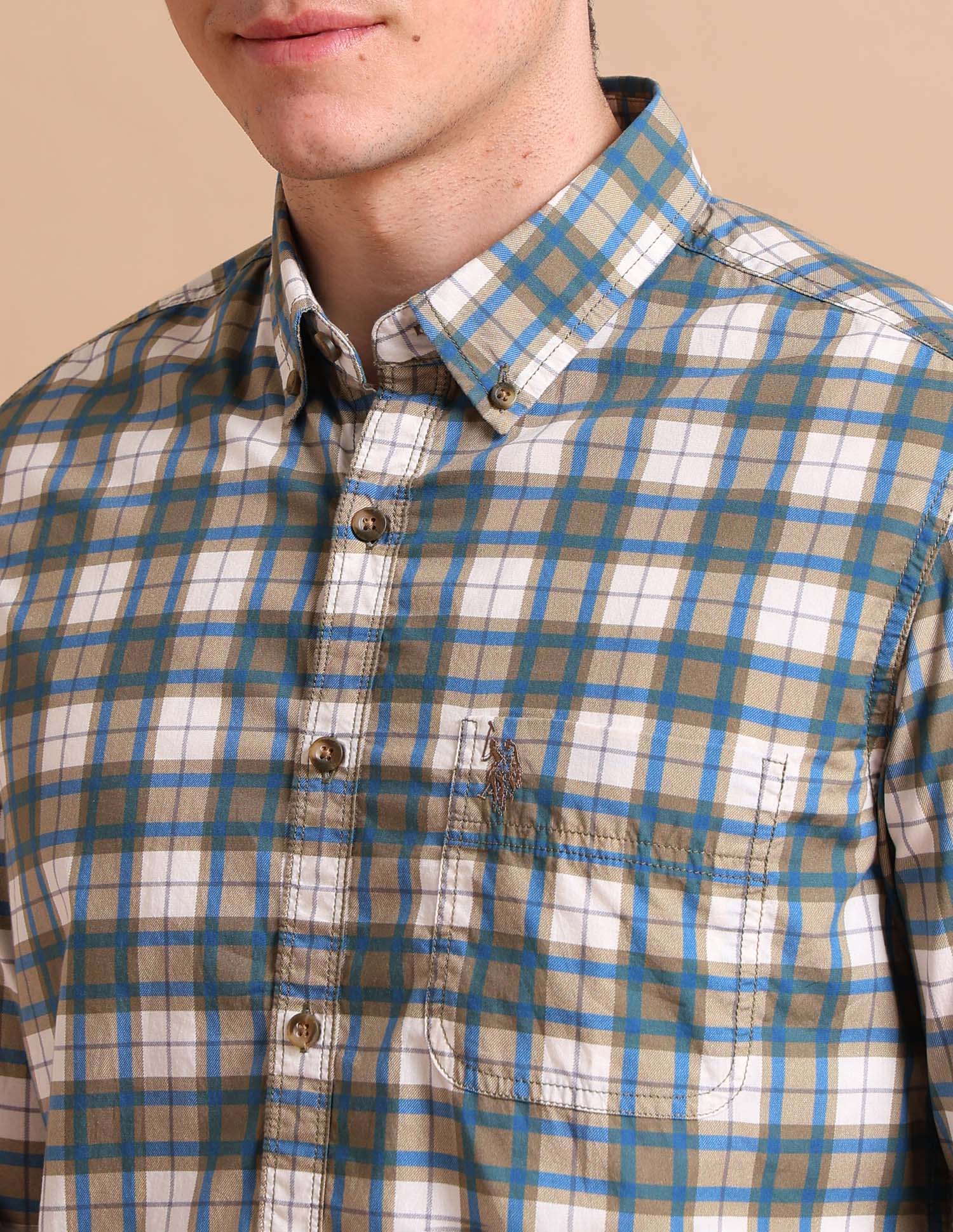 Tartan Button Down Shirt Khaki - U.S. POLO ASSN. | Large