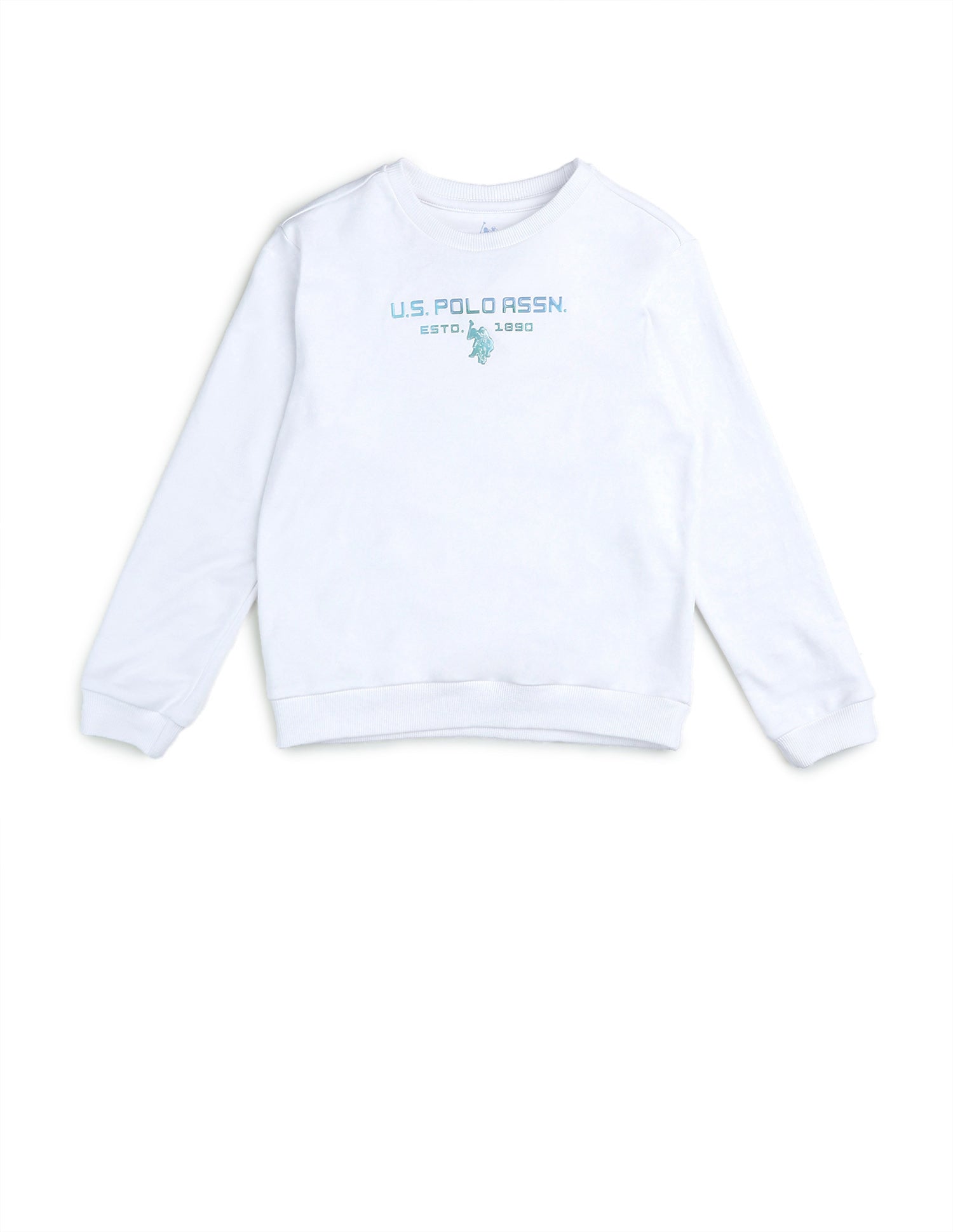 Boys Brand Embossed Regular Fit Sweatshirt White - U.S. POLO ASSN. | Large