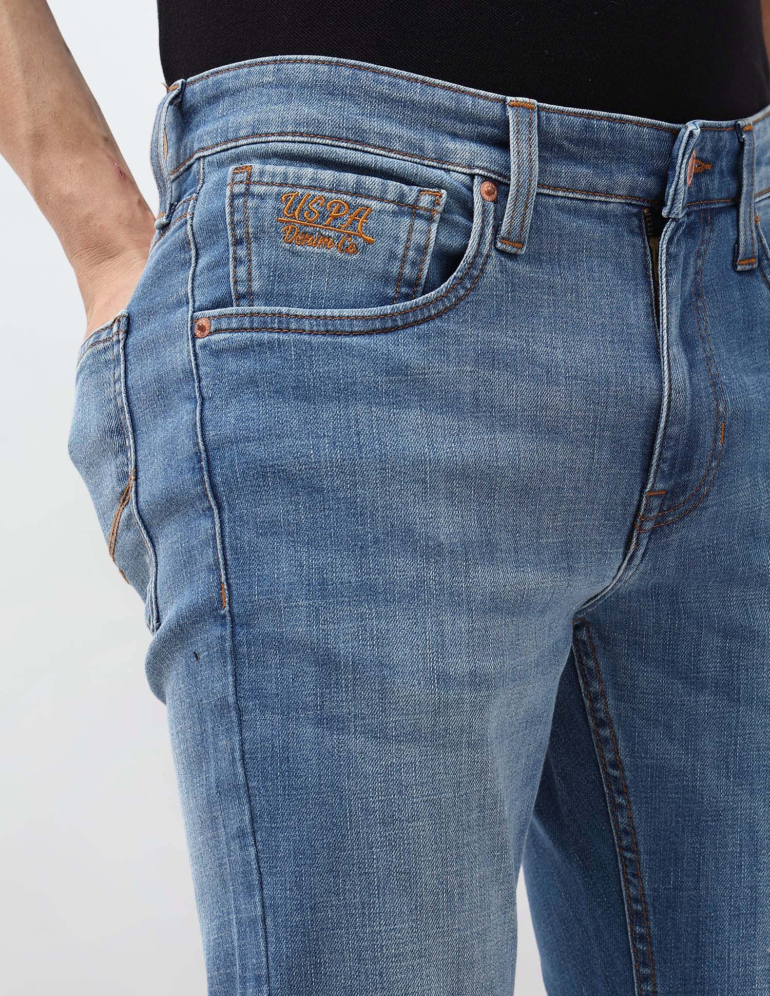 Regallo Skinny Fit Whiskered Jeans Med Blue - U.S. Polo Assn. India | Large