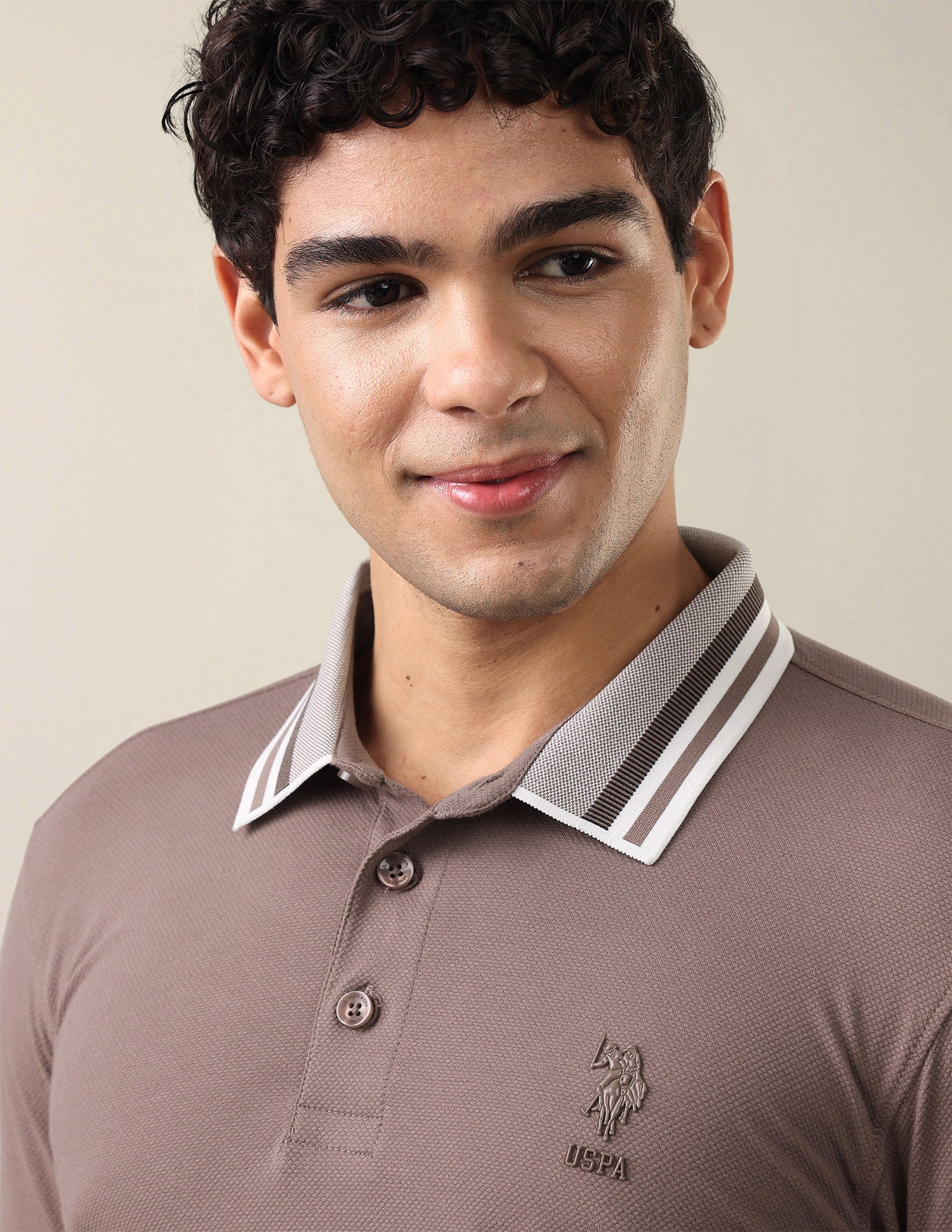Solid Slim Fit Polo Shirt Brown - U.S. Polo Assn. India | Large