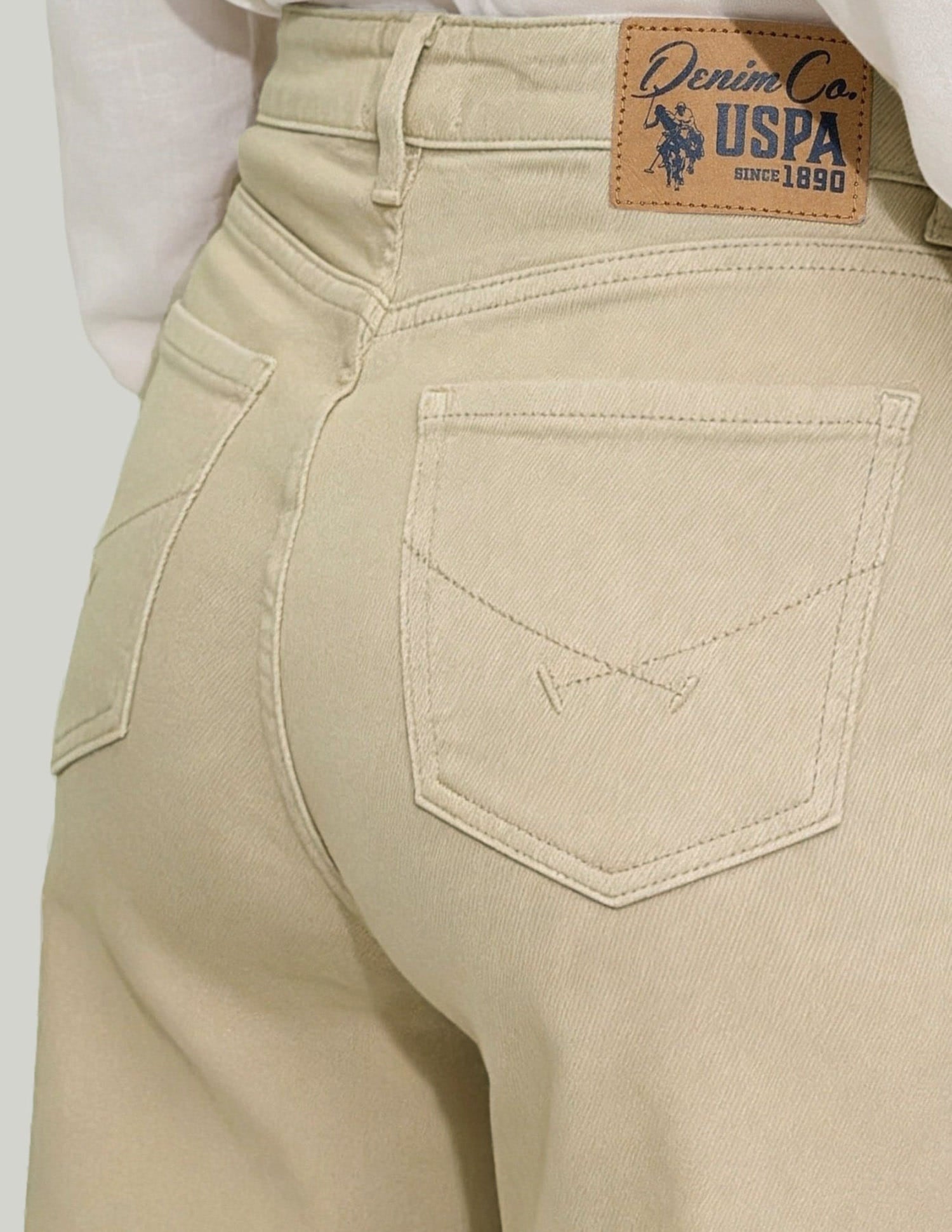 High Rise Ultra Wide Leg Fit Jeans Beige - U.S. Polo Assn. India | Large