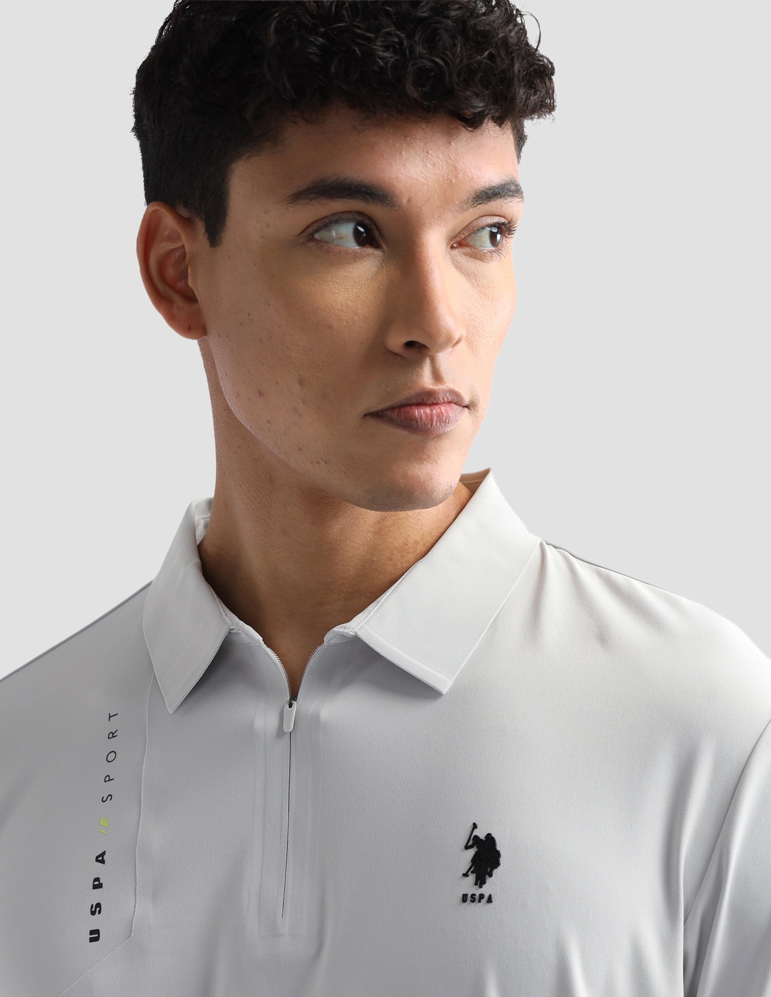 Solid Slim Fit Active Polo Shirt Grey - U.S. Polo Assn. India | Large
