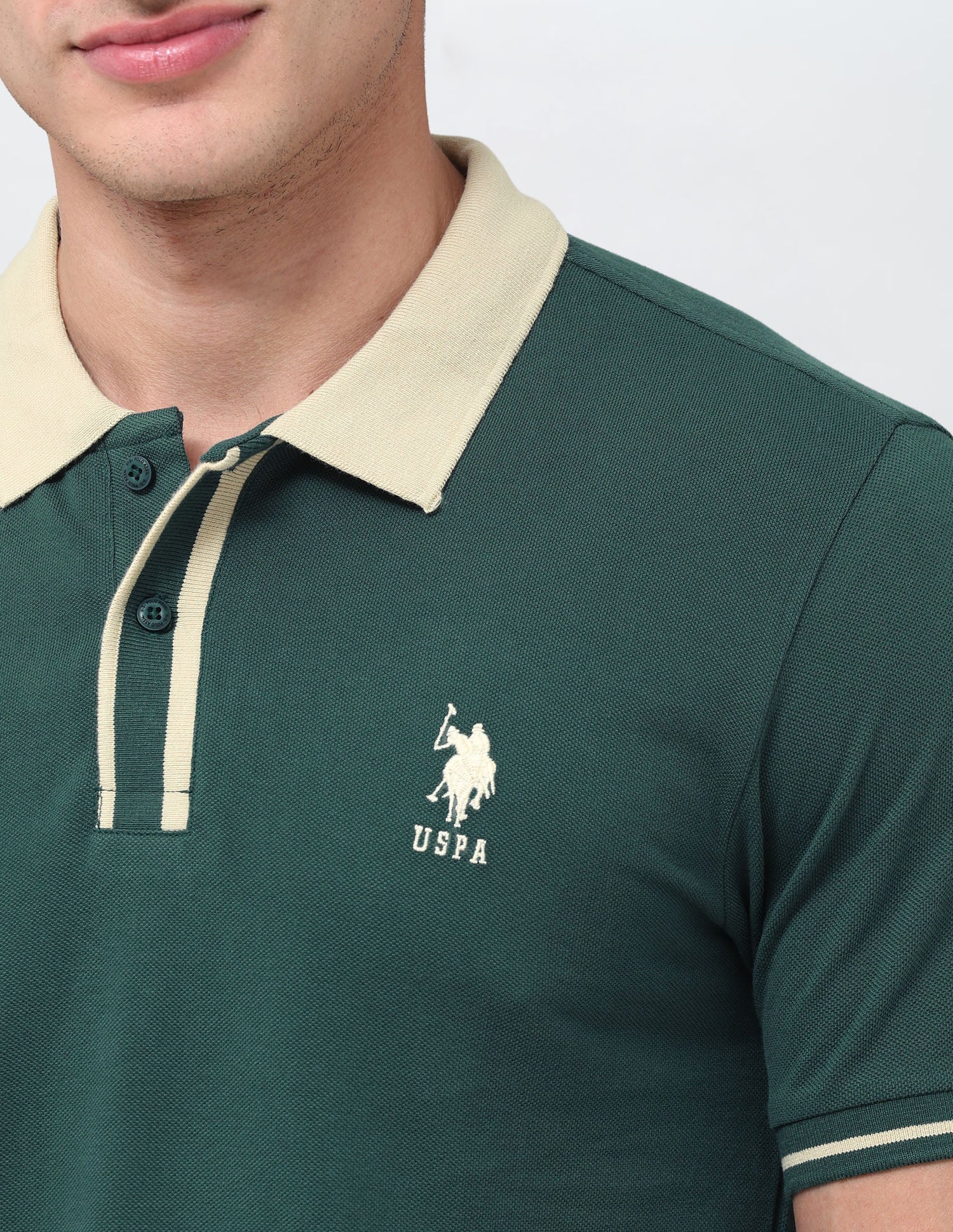 Solid Regular Fit Polo Shirt Dark Green - U.S. Polo Assn. India | Large