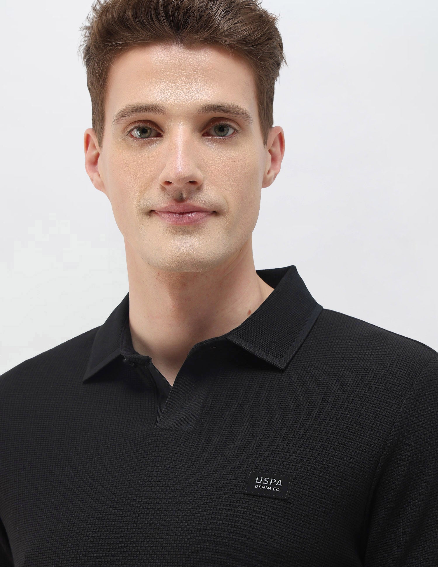 Textured Black & Gold Slim Fit Polo Shirt Black - U.S. Polo Assn. India | Large
