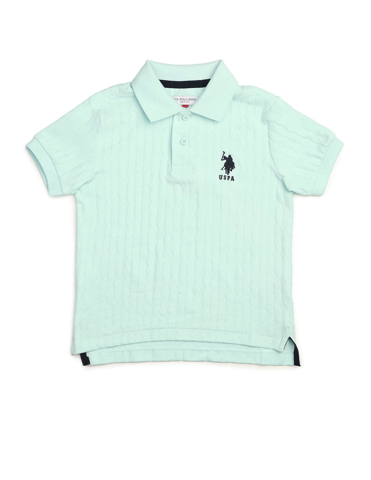 Boys Textured Pure Cotton Polo Shirt Light Green - U.S. POLO ASSN. | Large