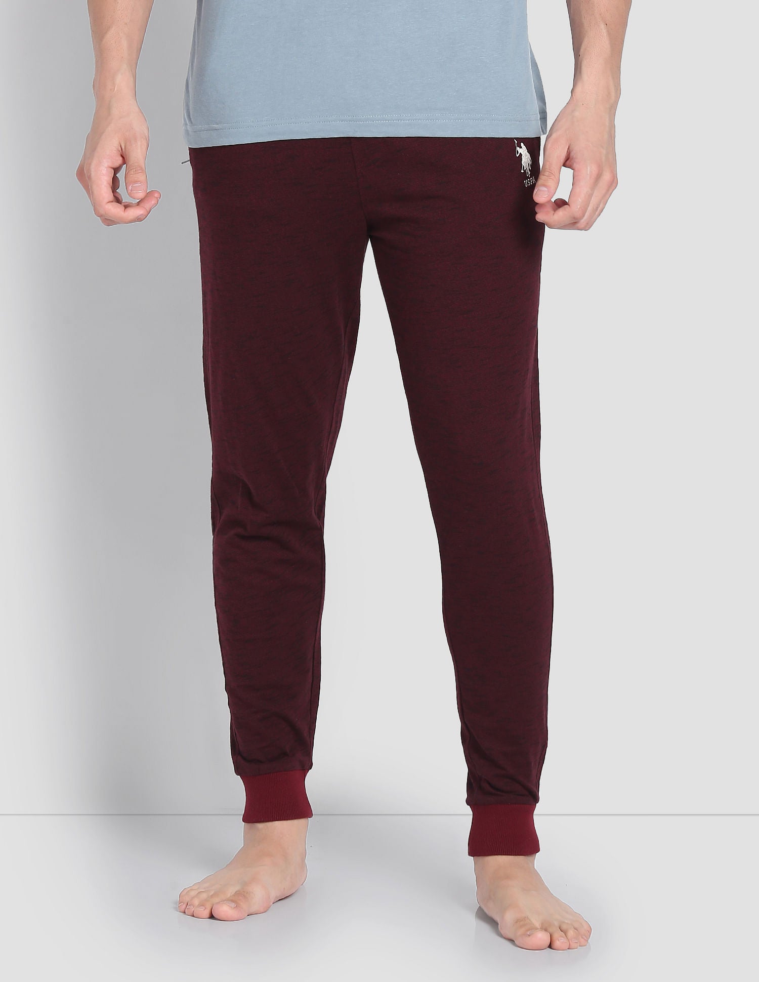 Heathered Drawstring Waist LJ004 Joggers - Pack Of 1 Red - U.S. POLO ASSN. | Large