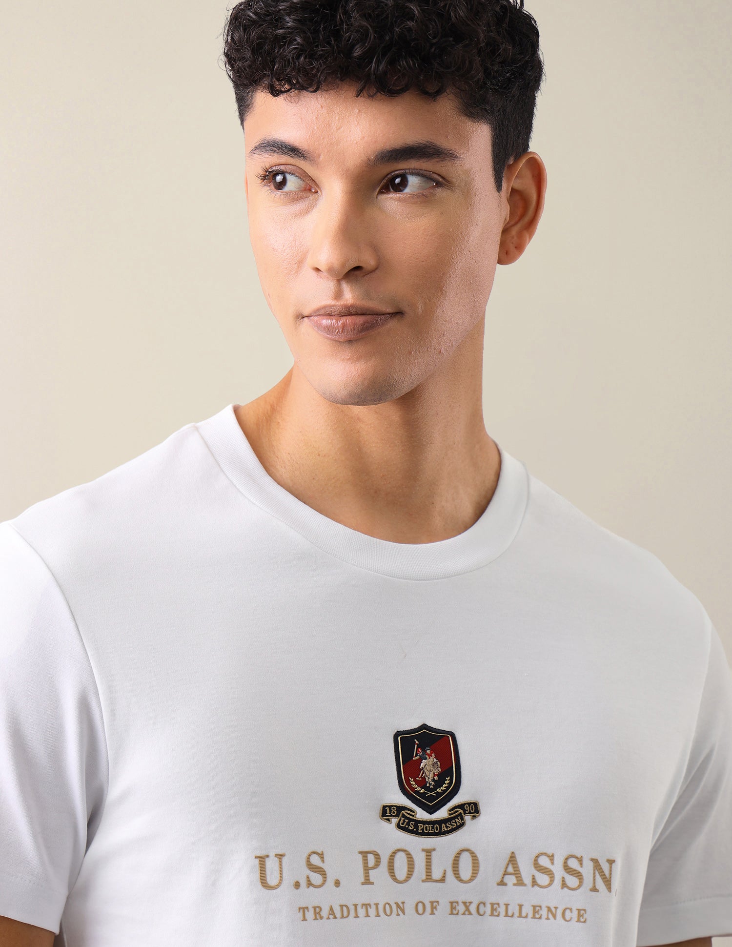 Brand Embossed Slim Fit T-Shirt White - U.S. Polo Assn. India | Large