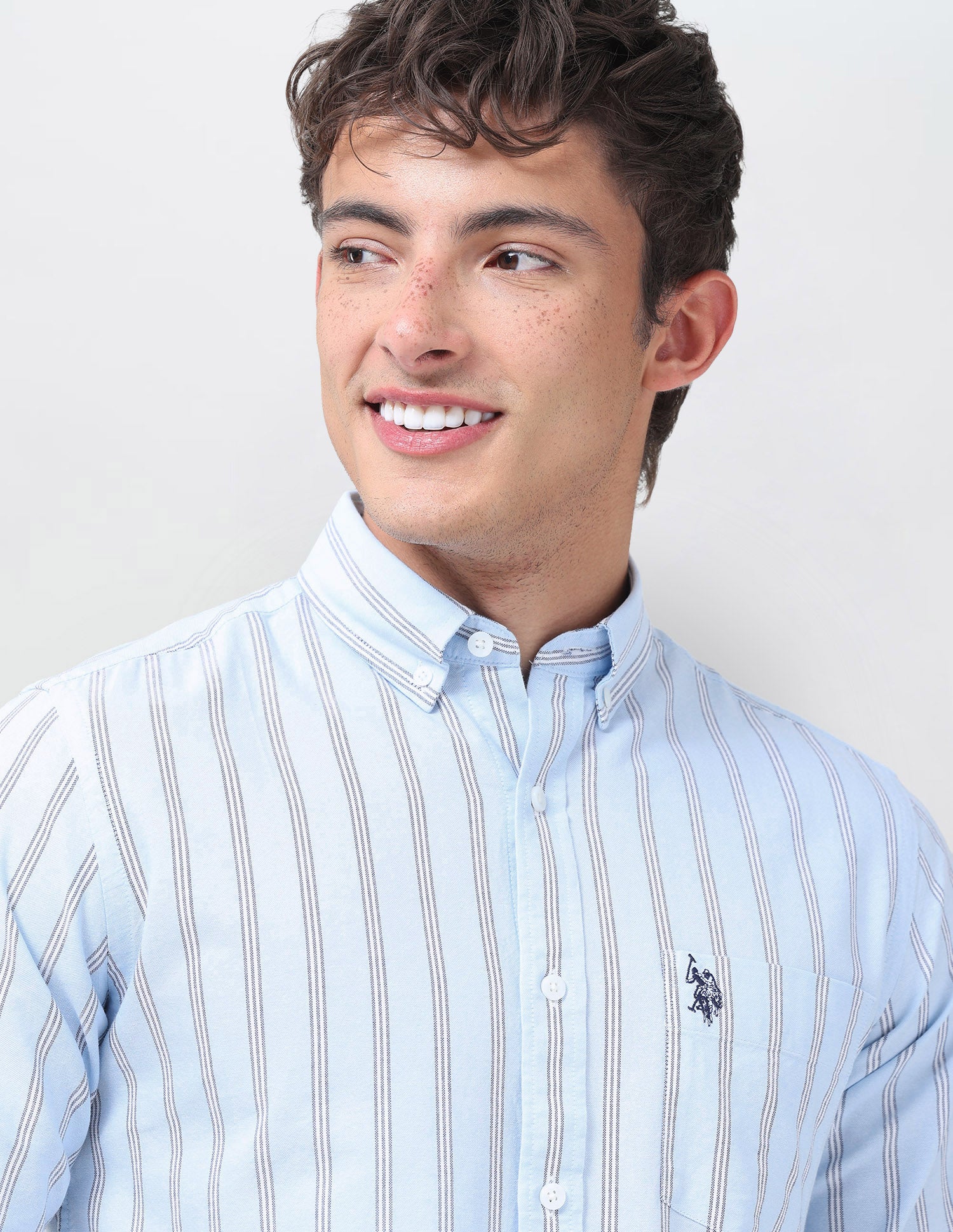 Vertical Striped Oxford Shirt Light Blue - U.S. Polo Assn. India | Large