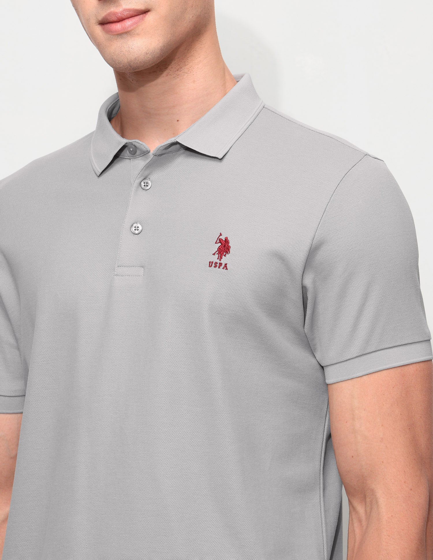 Solid Slim Fit Polo Shirt Grey - U.S. Polo Assn. India | Large
