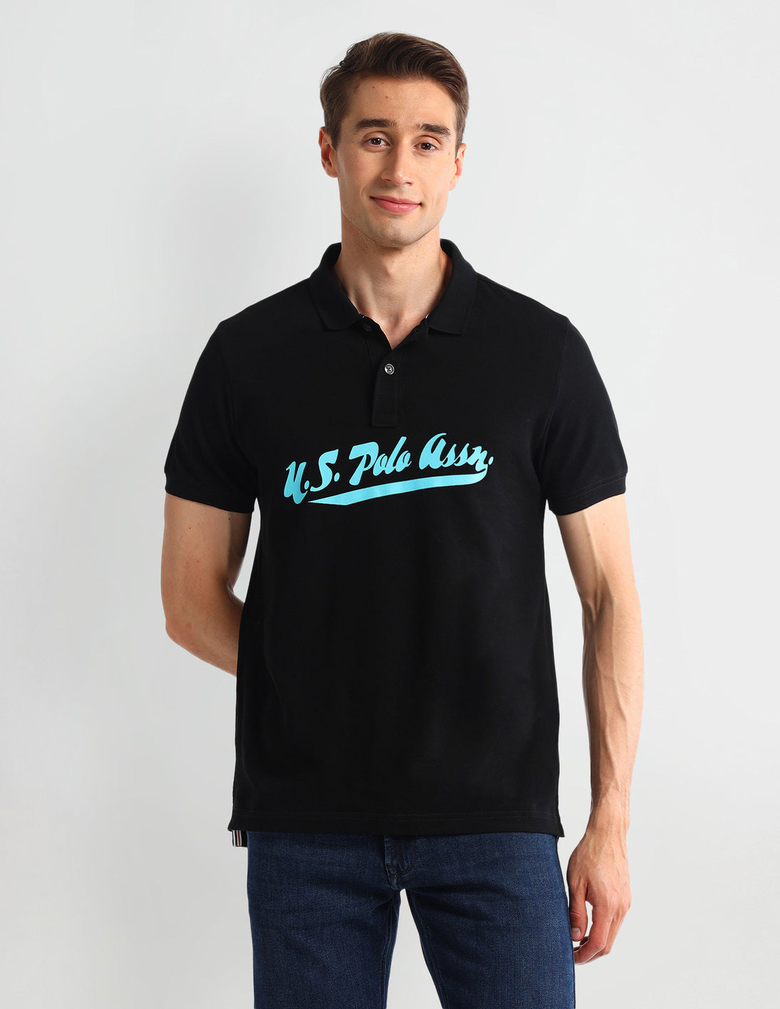 Typography Regular Fit Polo Shirt Black - U.S. Polo Assn. India | Large