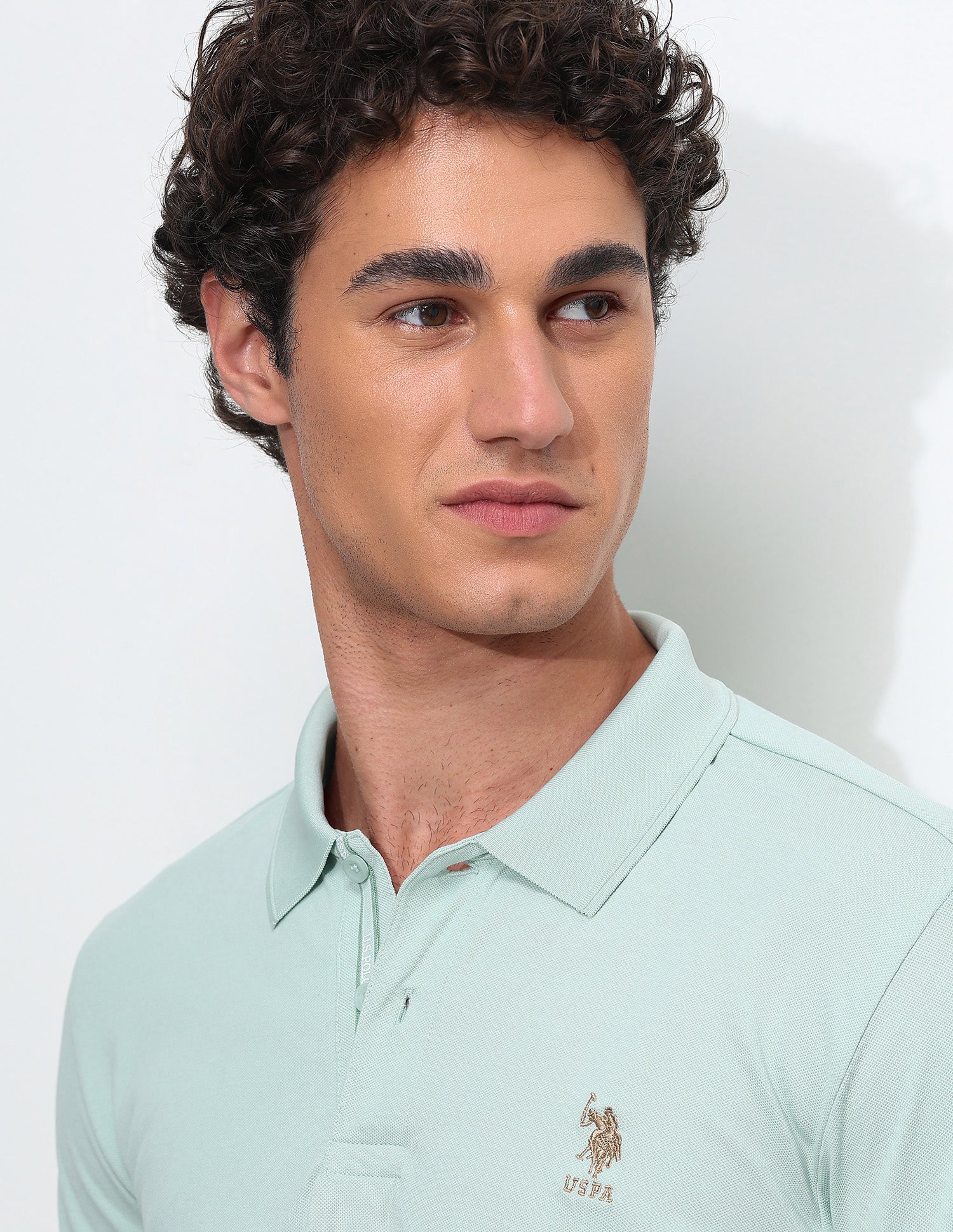 Solid Slim Fit Polo Shirt Light Green - U.S. Polo Assn. India | Large