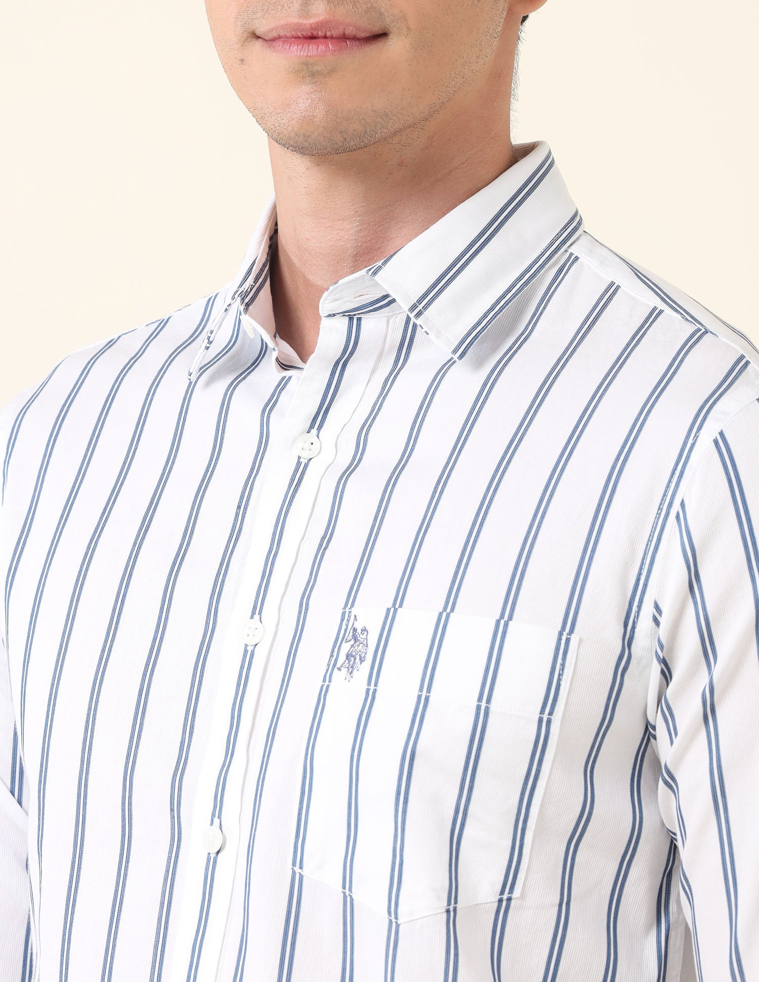 Vertical Striped Tailored Fit Shirt Blue - U.S. Polo Assn. India | Large