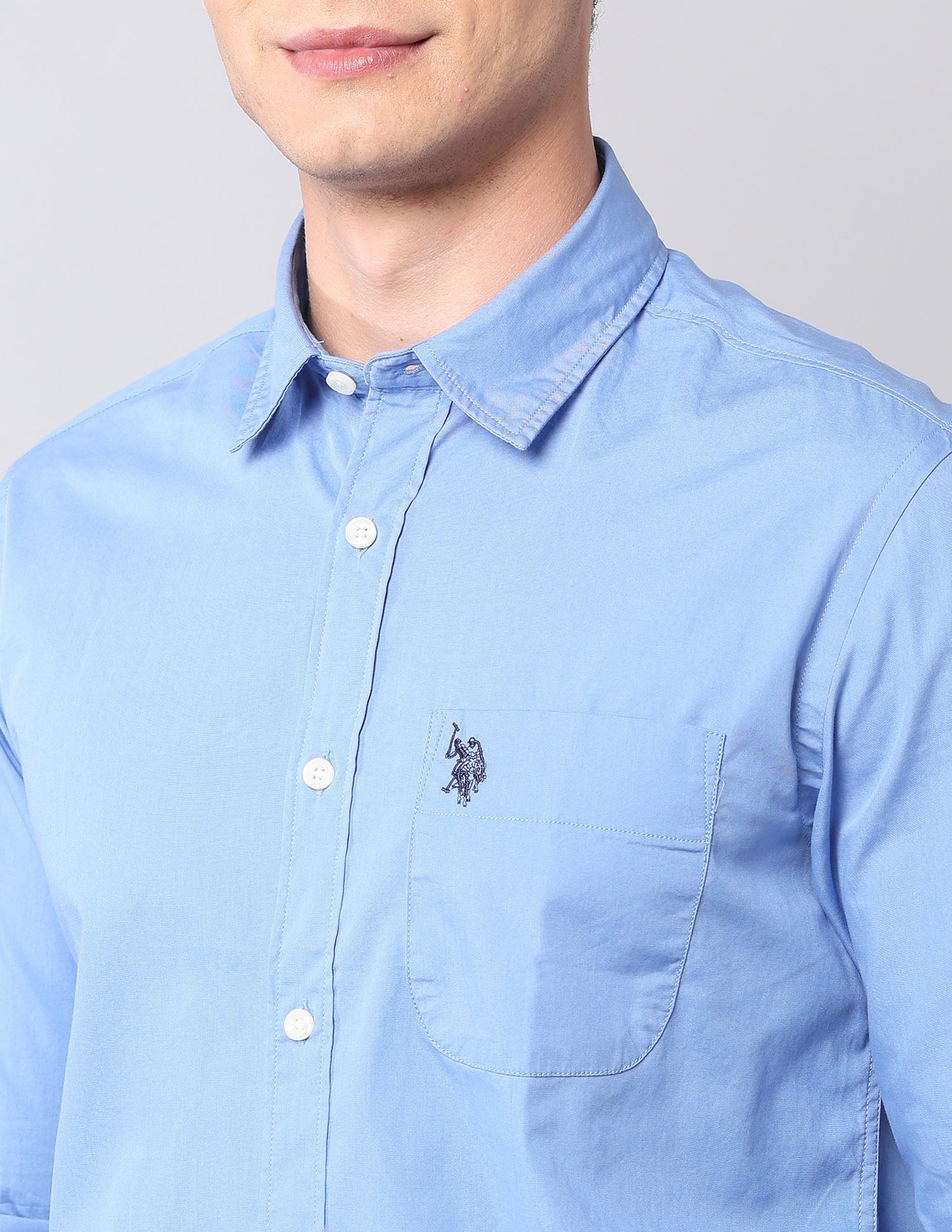 Pure Cotton Regular Fit Shirt Blue - U.S. Polo Assn. India | Large