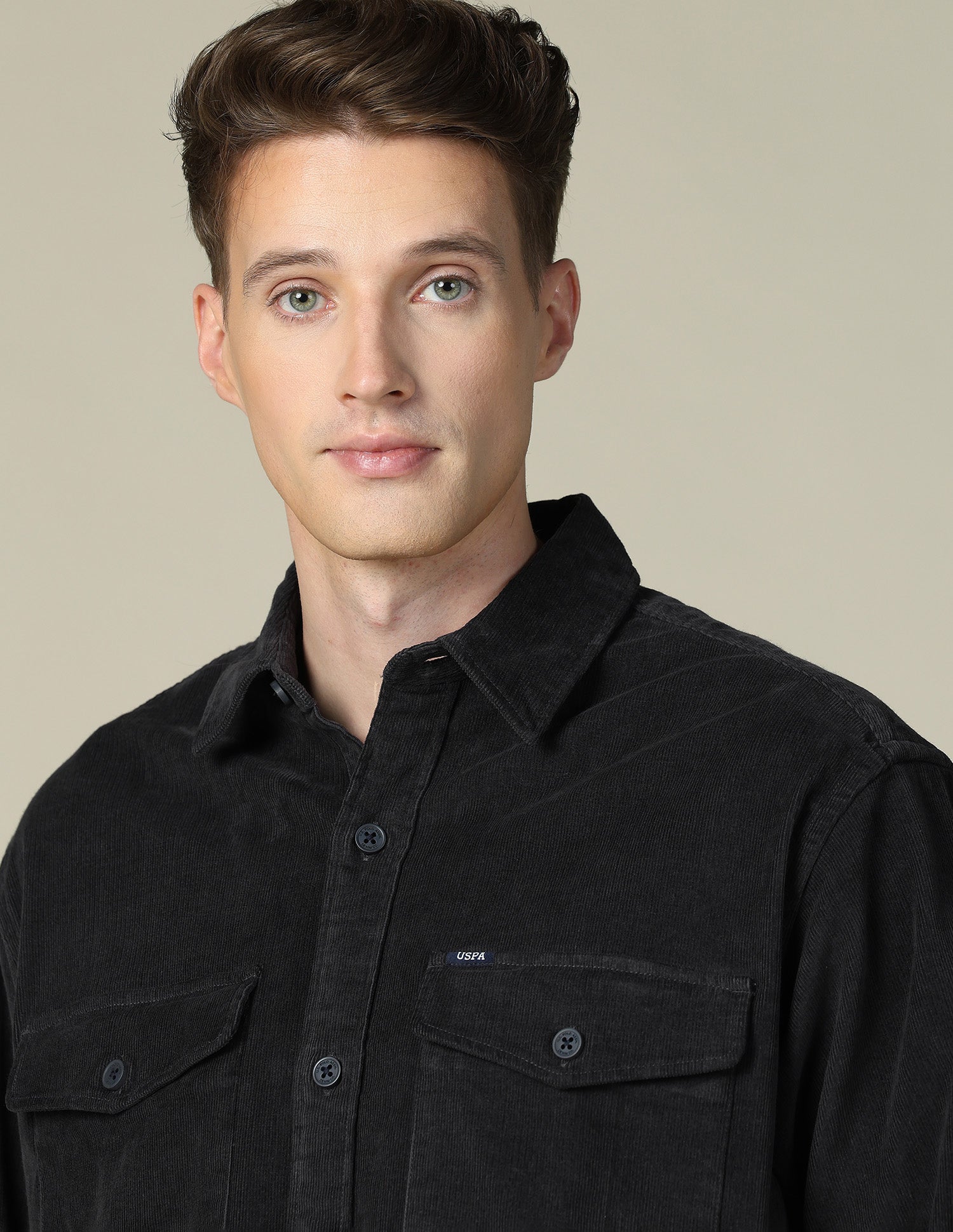 Corduroy Regular Fit Shacket Black - U.S. POLO ASSN. | Large