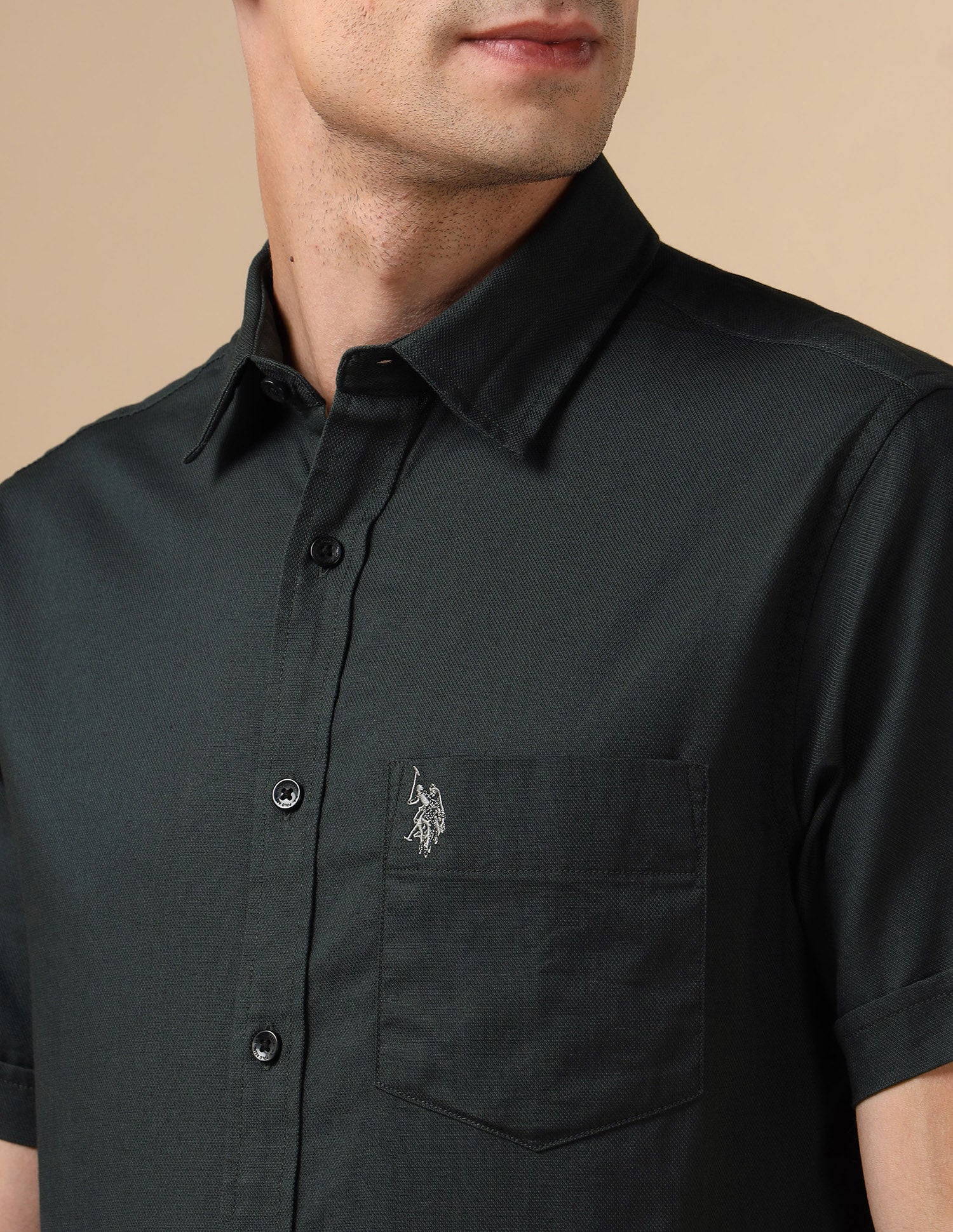 Dobby Pure Cotton Shirt Teal - U.S. POLO ASSN. | Large