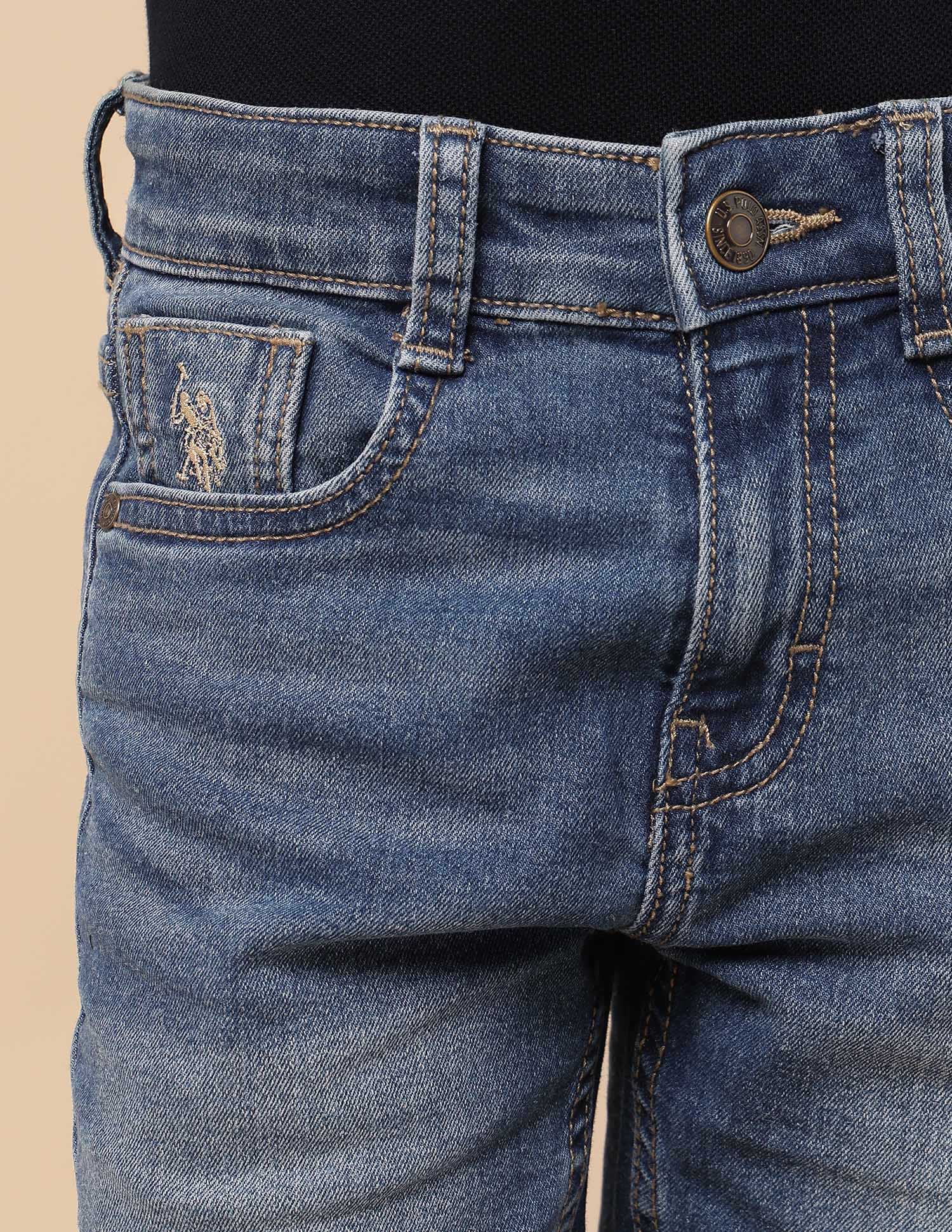 Boys Relaxed Fit Mid Rise Shorts Blue - U.S. POLO ASSN. | Large