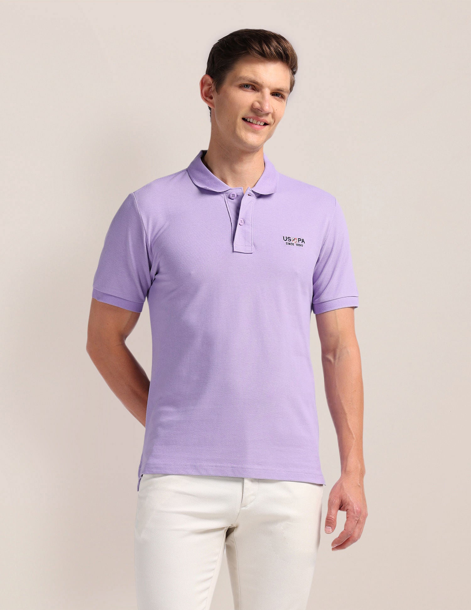 Cotton Slim Fit Polo Shirt Lavender - U.S. Polo Assn. India | Large