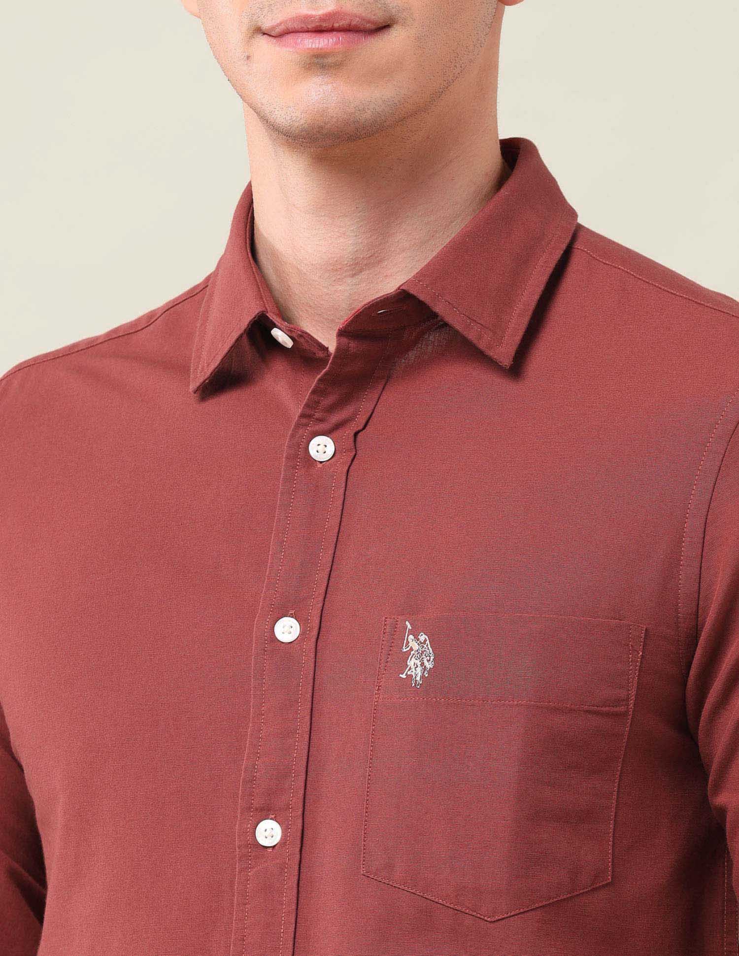 Tailored Fit Solid Shirt Rust - U.S. Polo Assn. India | Large