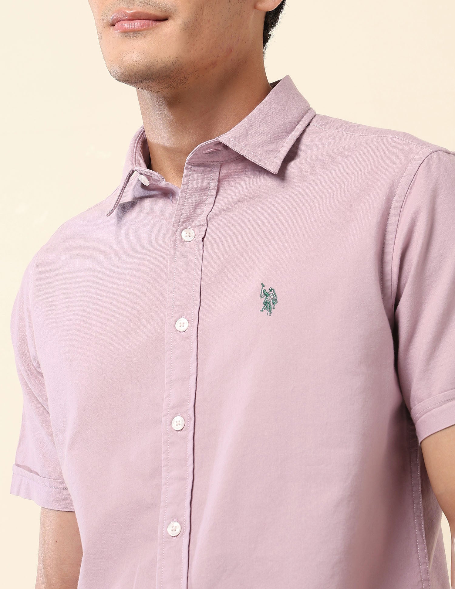 Tailored Fit Pure Cotton Oxford Shirt Lavender - U.S. Polo Assn. India | Large
