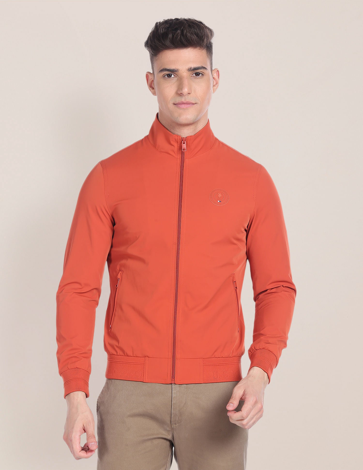 High Neck Solid Jacket Orange - U.S. POLO ASSN. | Large