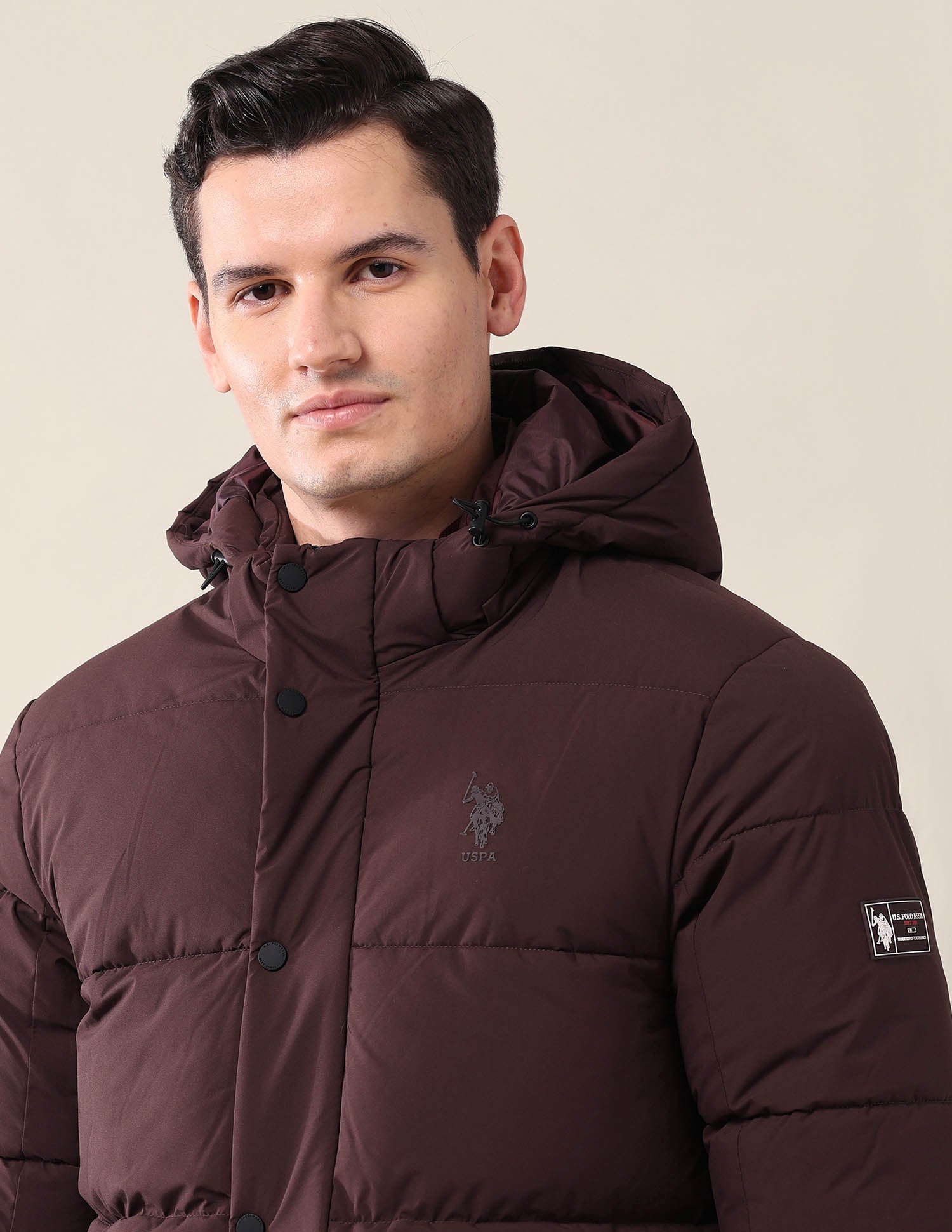 Hooded Regular Fit Puffer Jacket Wine - U.S. Polo Assn. India | Large