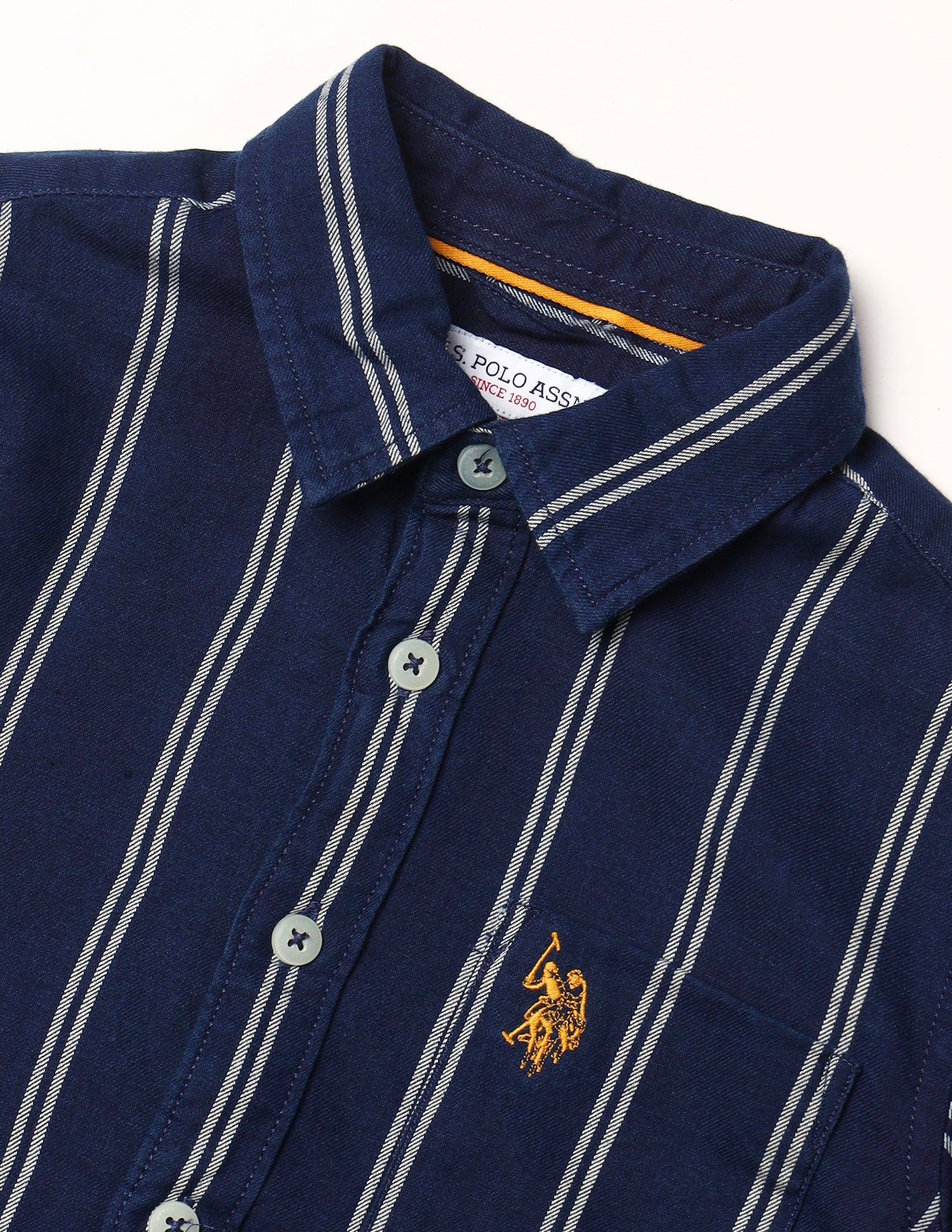 Boys Vertical Striped Regular Fit Shirt Indigo - U.S. POLO ASSN. | Large
