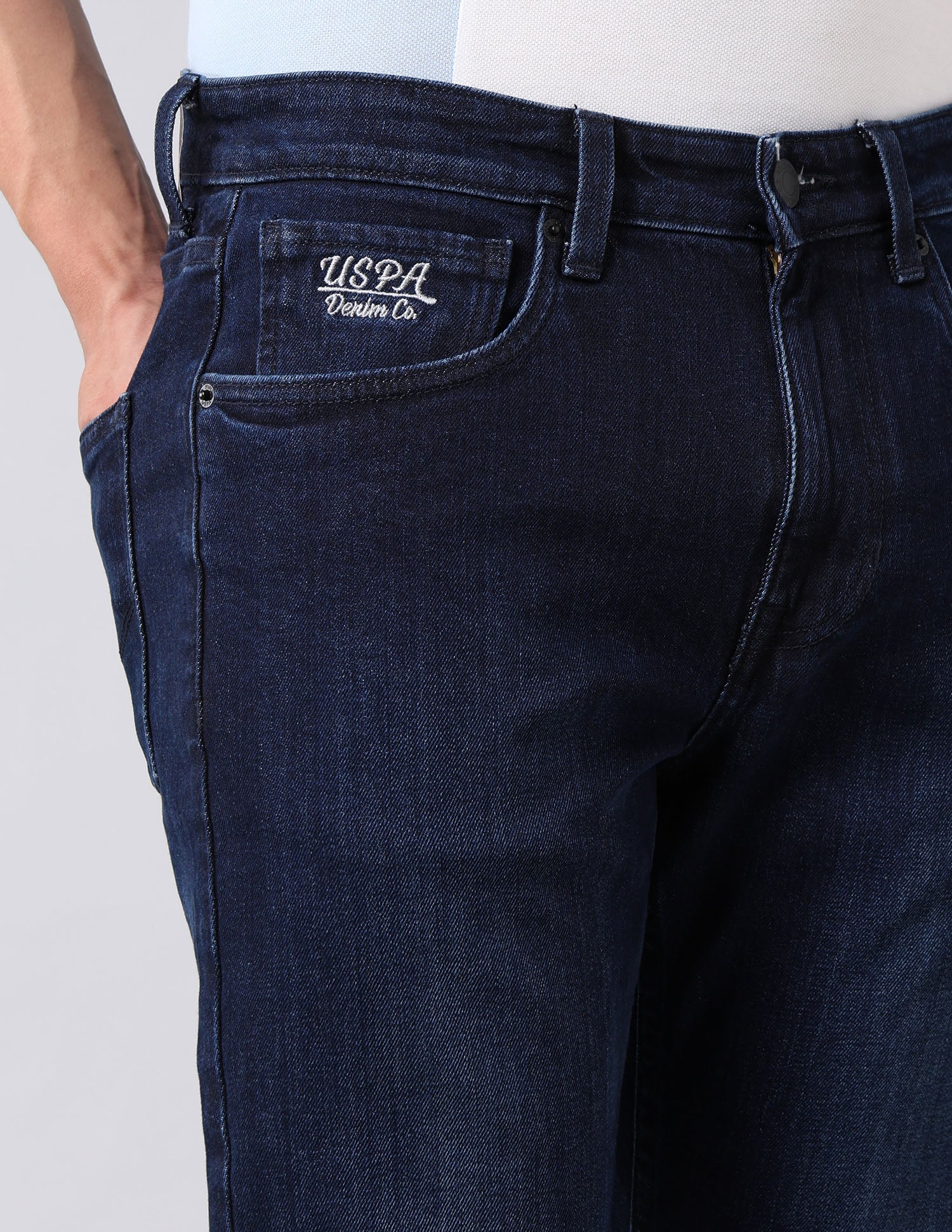 Cole Comfort Cropped Fit Blue Jeans Blue - U.S. Polo Assn. India | Large