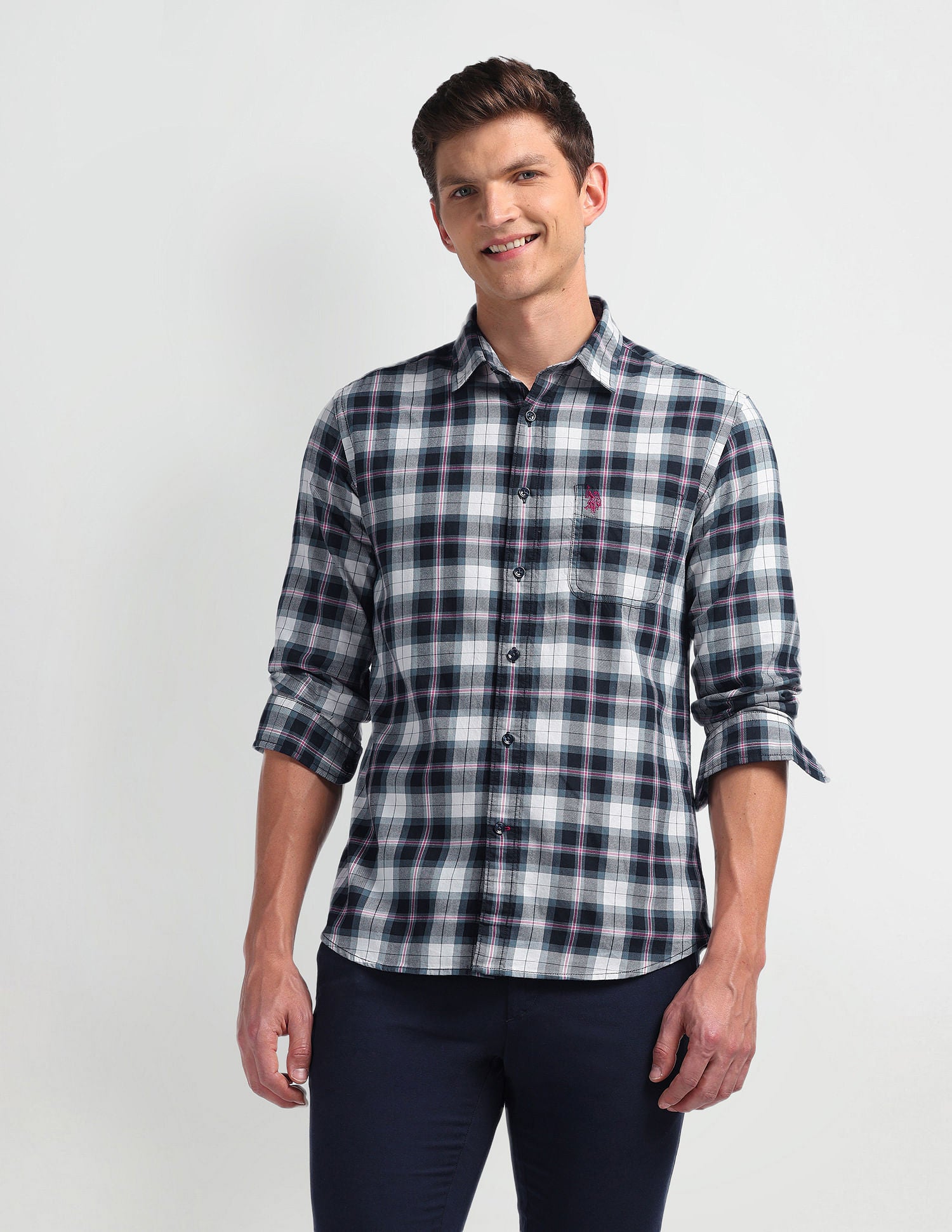Plaid Check Slim Fit Shirt Navy - U.S. Polo Assn. India | Large