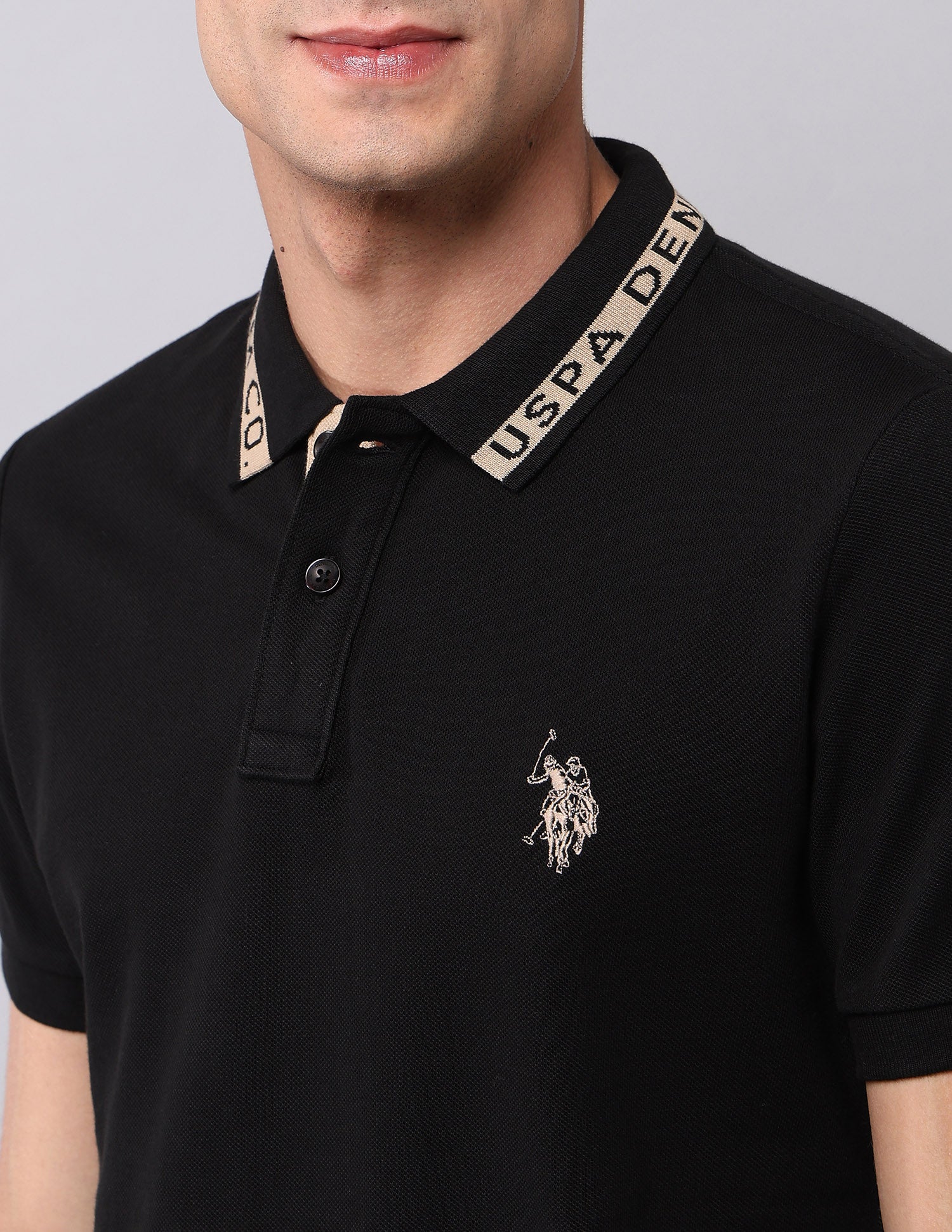 Muscle Fit Pure Cotton Polo Shirt Black - U.S. Polo Assn. India | Large