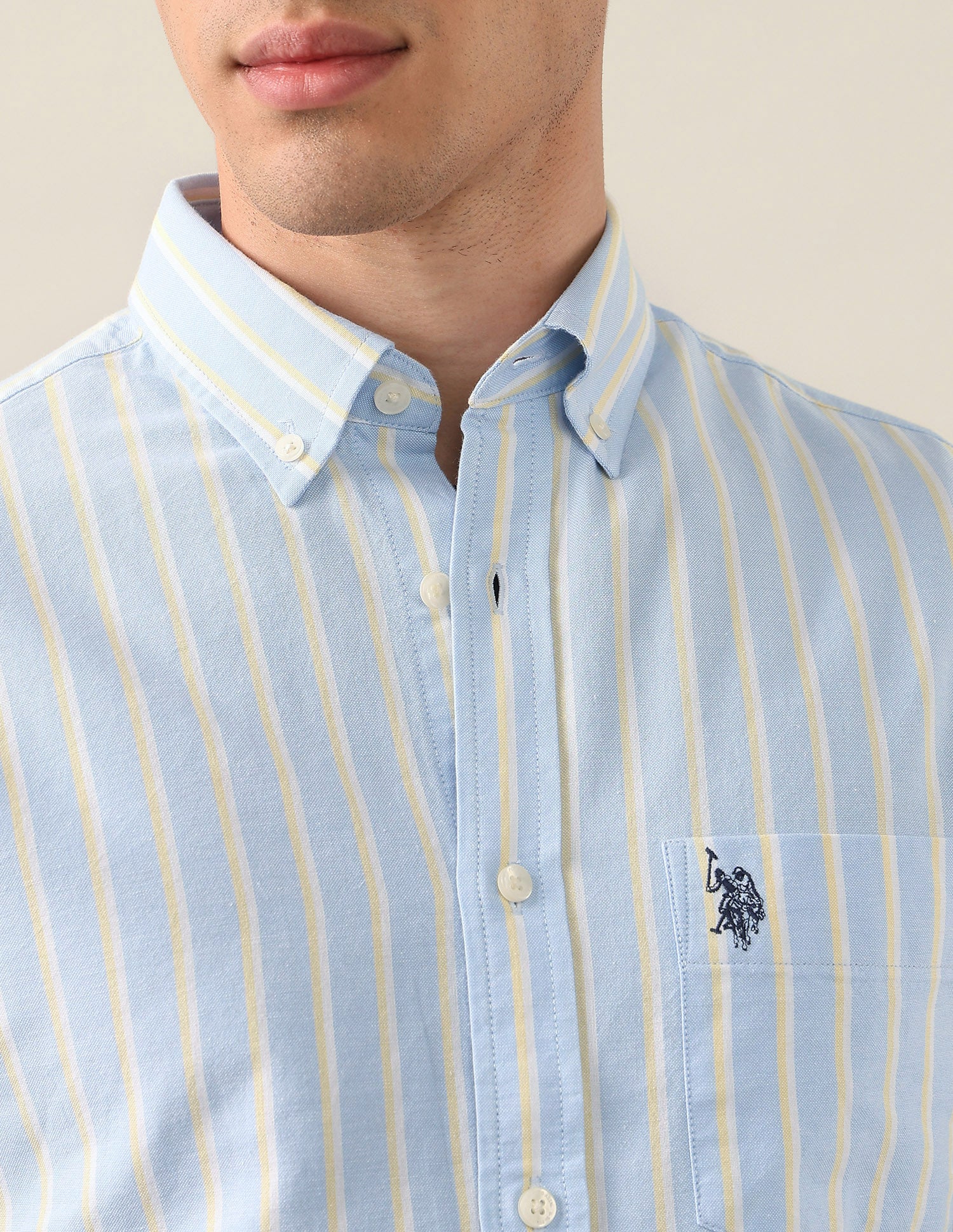 Vertical Striped Oxford Shirt Light Blue - U.S. Polo Assn. India | Large
