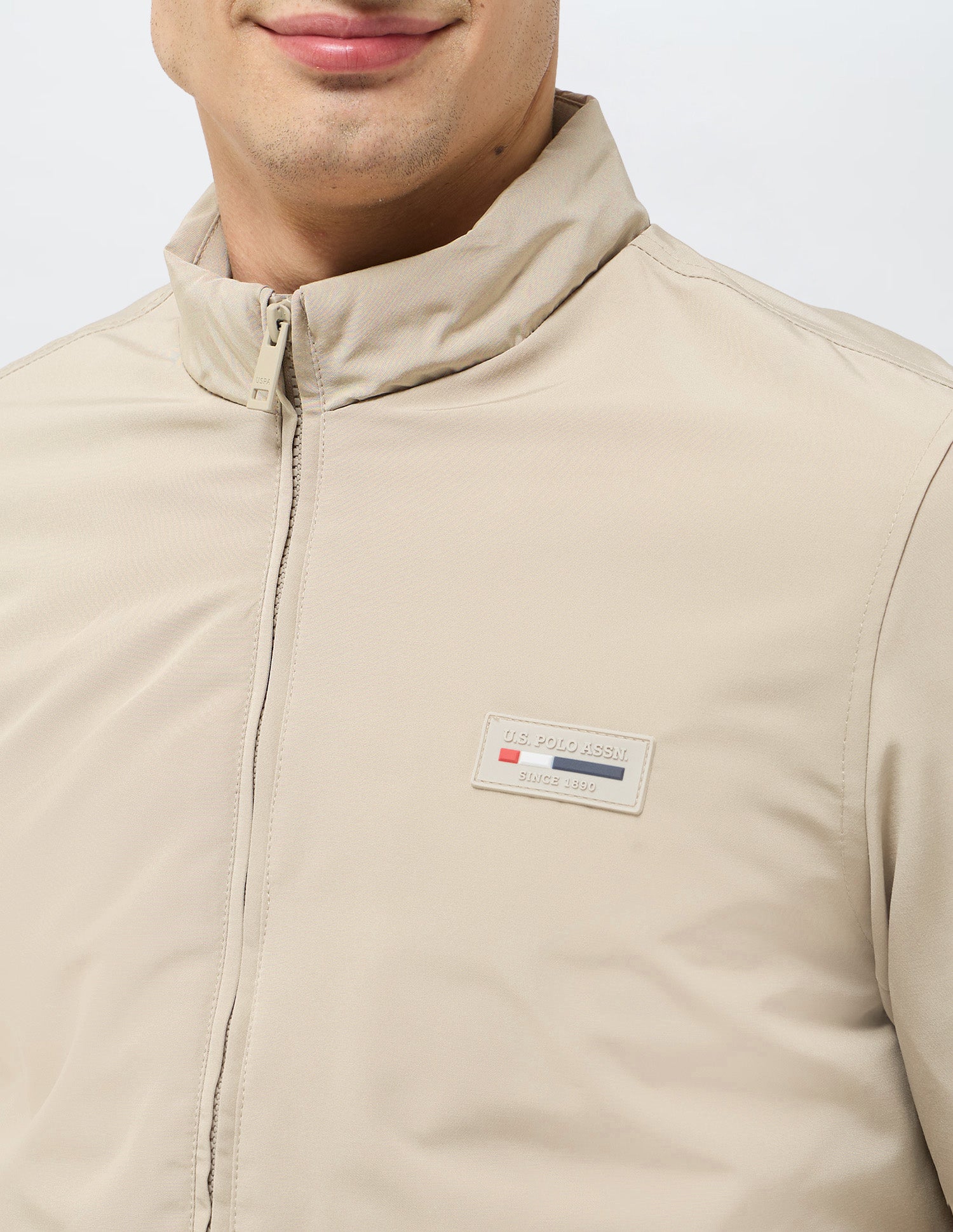 Solid Regular Fit Jacket Beige - U.S. POLO ASSN. | Large