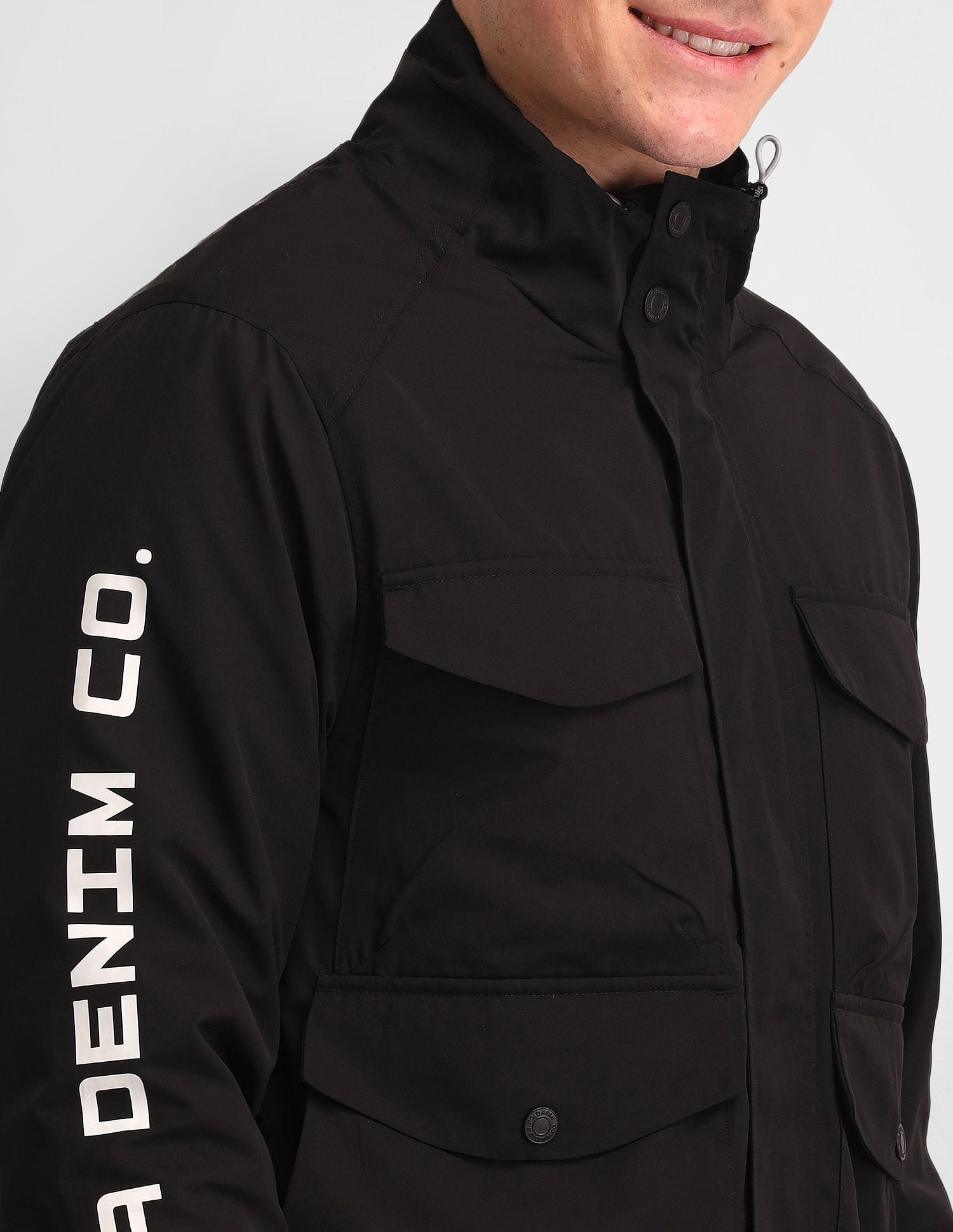 Regular Fit Solid Casual Jacket Black - U.S. Polo Assn. India | Large