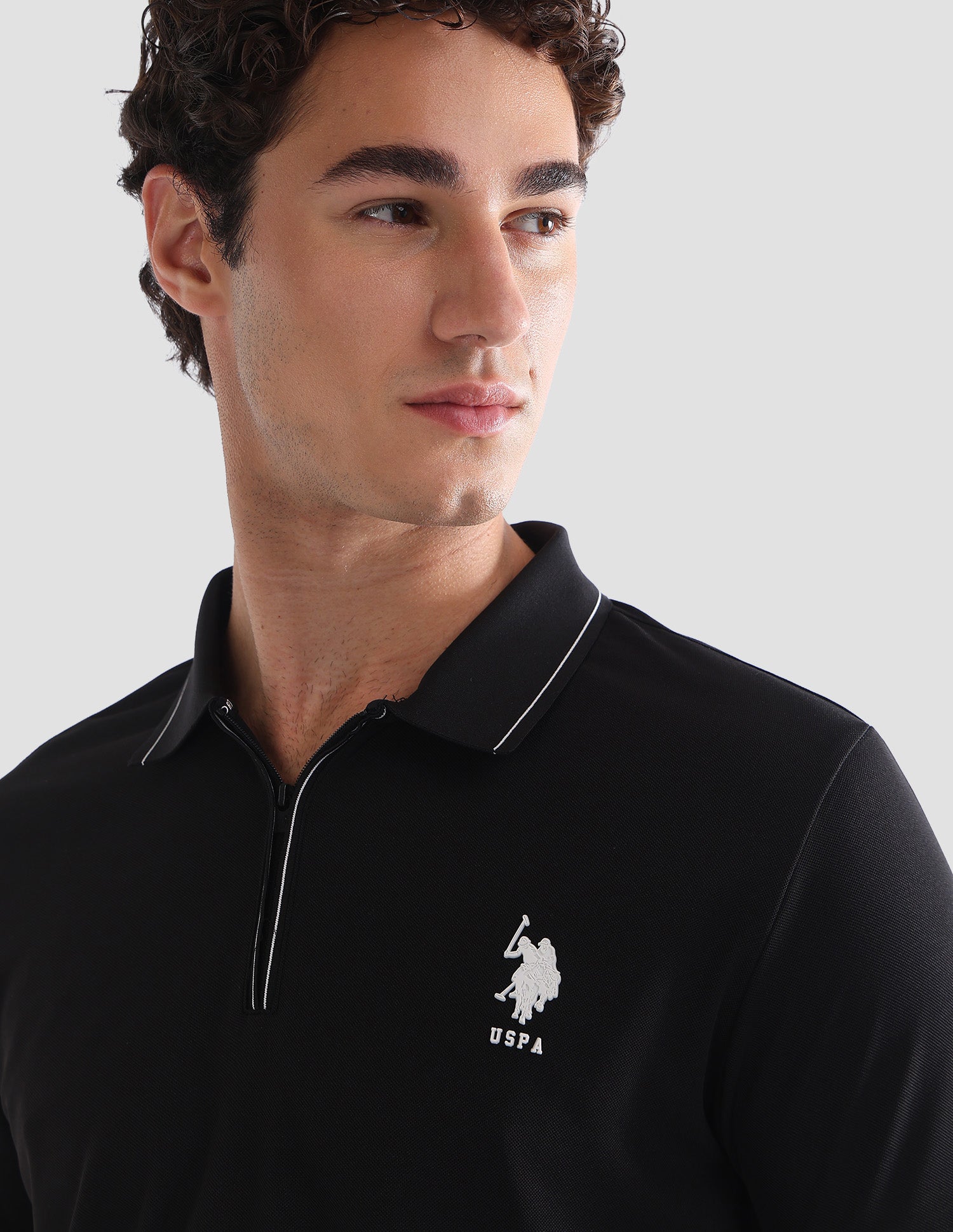 Solid Slim Fit Active Polo Shirt Black - U.S. Polo Assn. India | Large