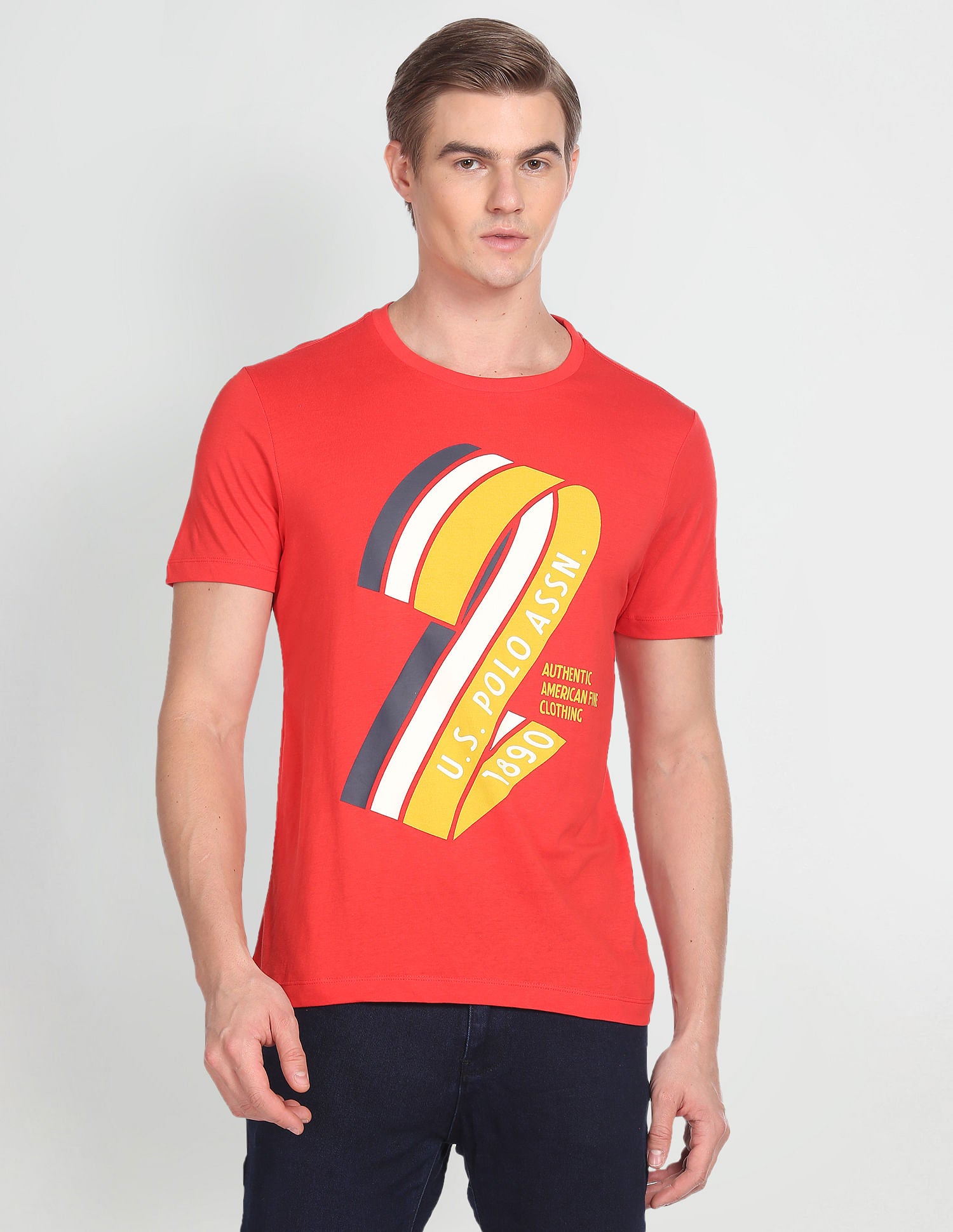Crew Neck Cotton T-Shirt Red - U.S. Polo Assn. India | Large