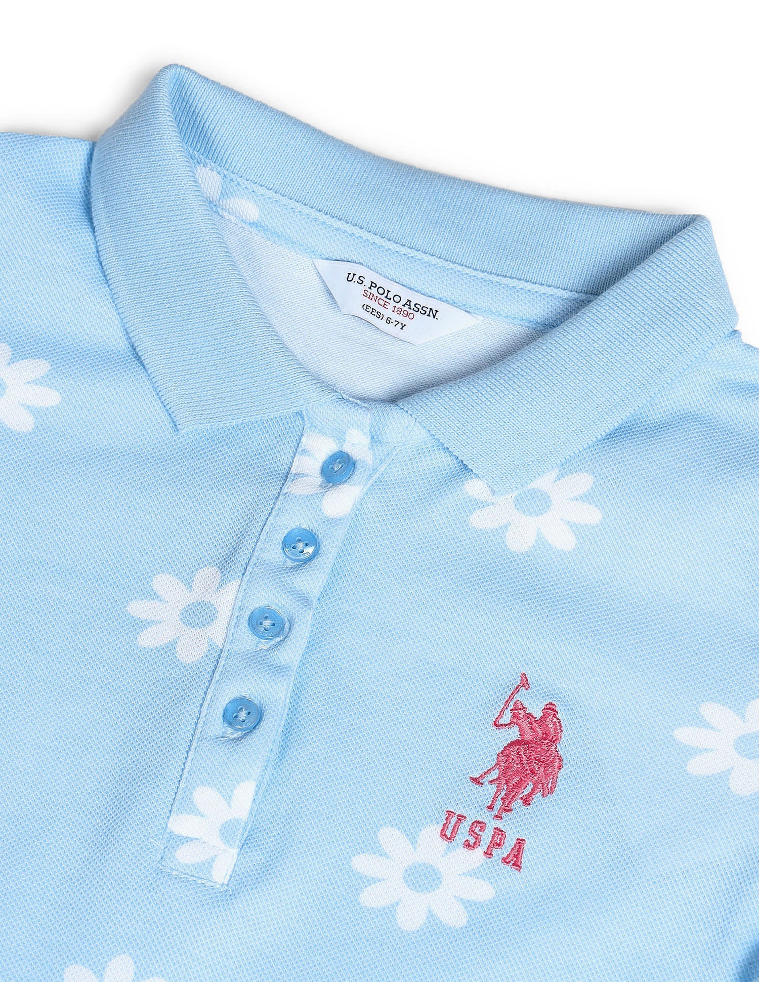 Girls Floral A-line Dress Light Blue - U.S. POLO ASSN. | Large