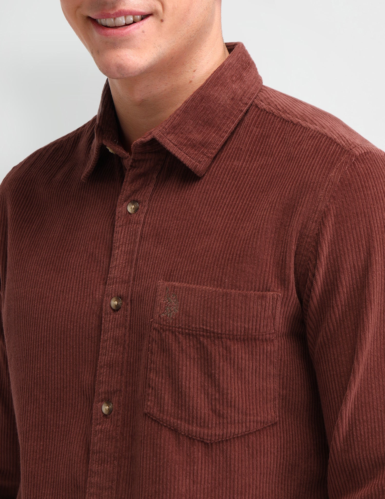 Textured Slim Fit Shirt Rust - U.S. Polo Assn. India | Large