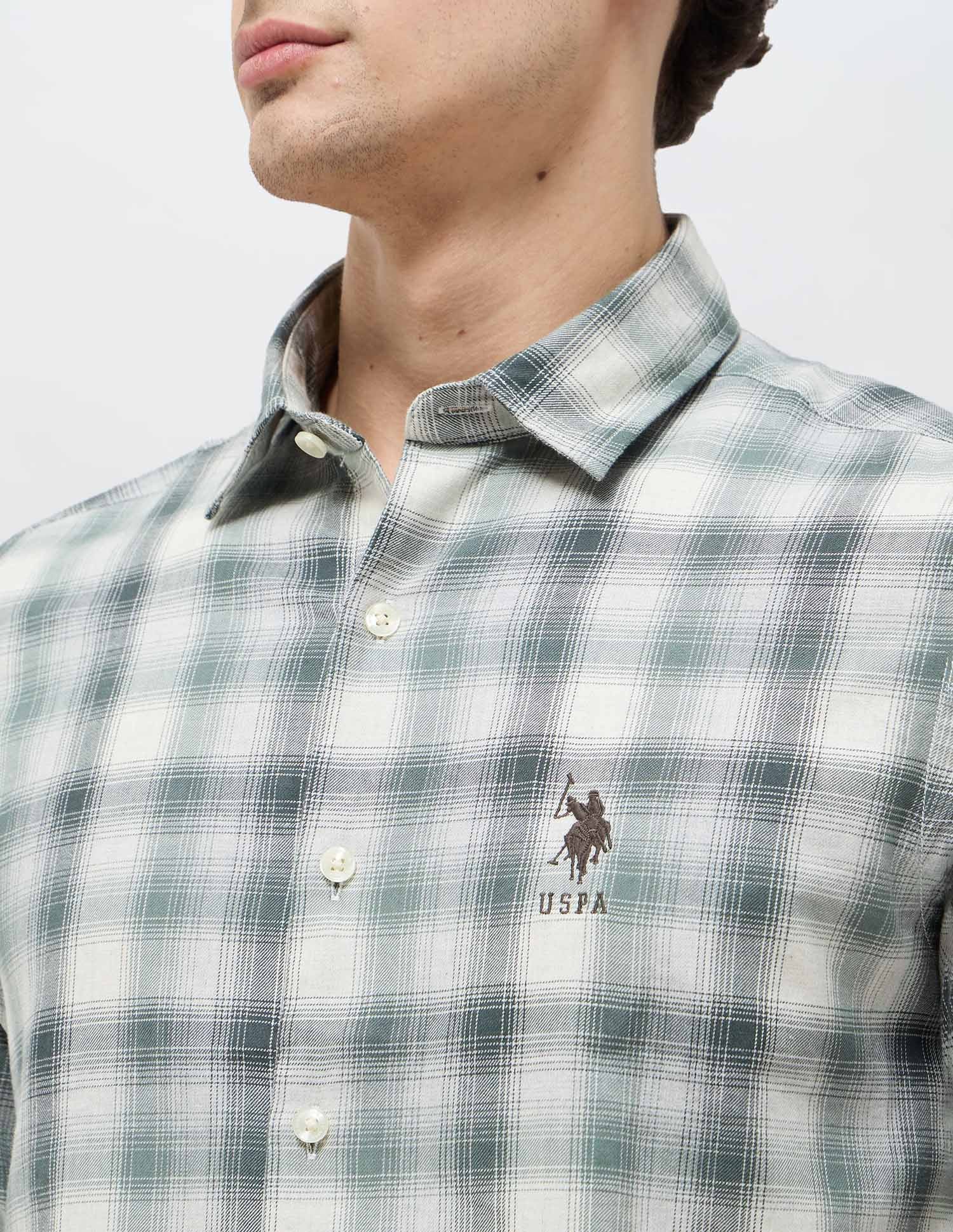 Tartan Checked Regular Fit Shirt Green - U.S. POLO ASSN. | Large