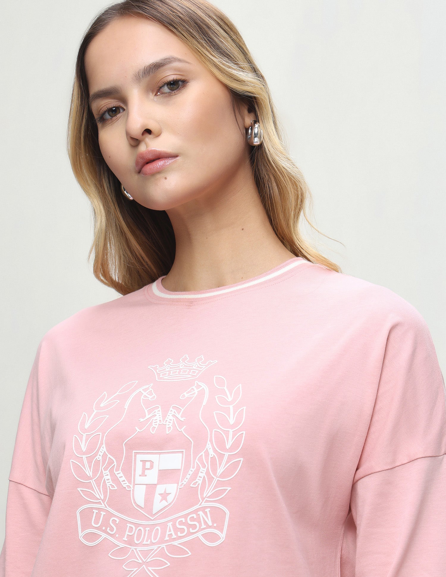 Graphic Brand Printed Relaxed Fit T-Shirt Light Pink - U.S. Polo Assn. India | Large