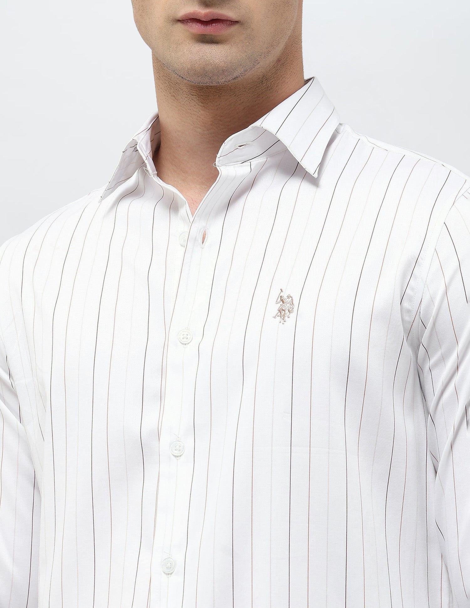 Vertical Striped Regular Fit Shirt Off White - U.S. POLO ASSN. | Large