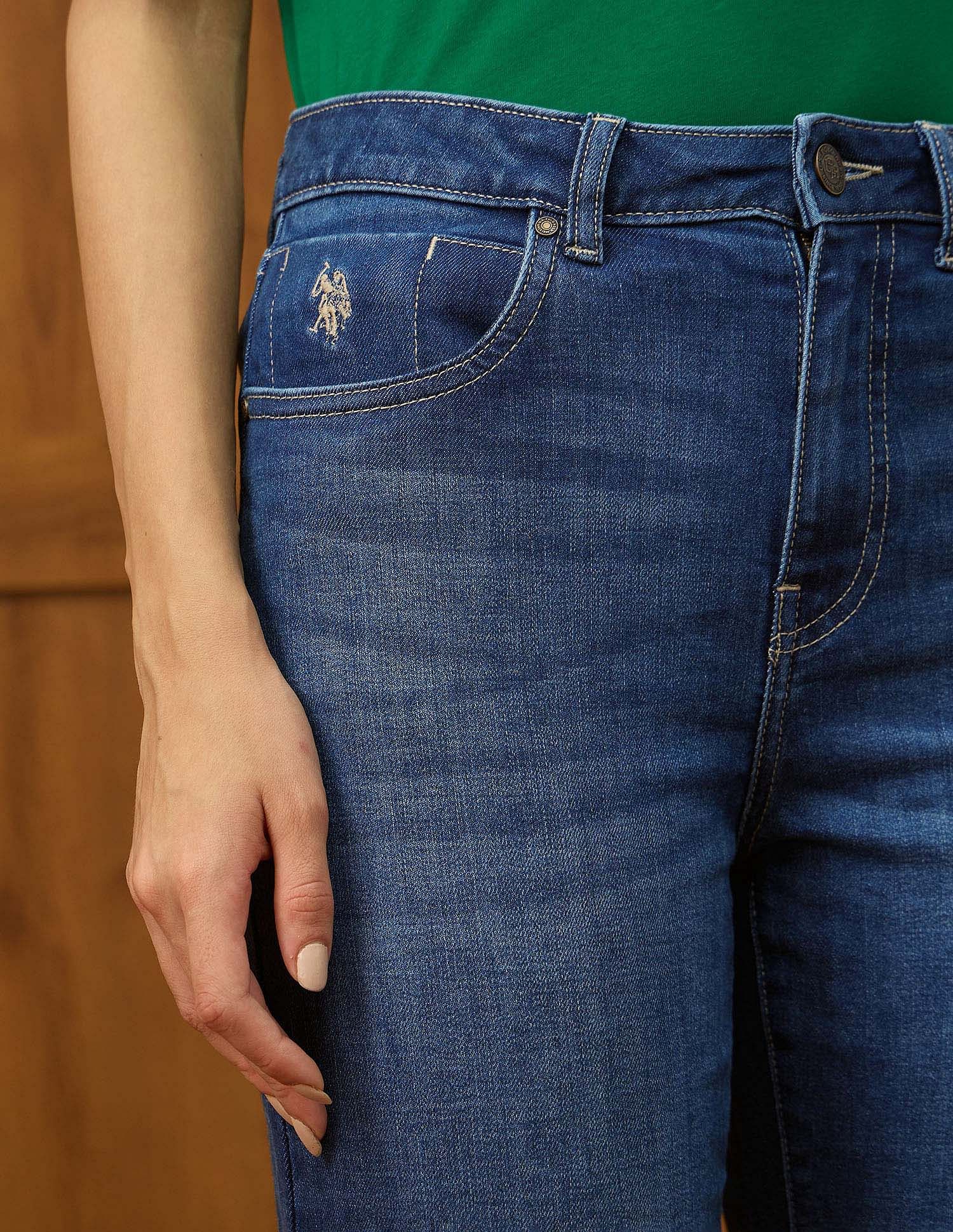 High Rise Straight Fit Jeans Mid Blue - U.S. Polo Assn. India | Large