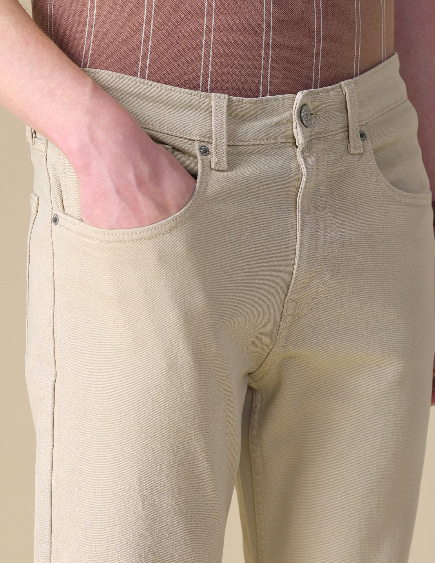 Cole Comfort Cropped Fit Brown Jeans Khaki - U.S. POLO ASSN. | Large