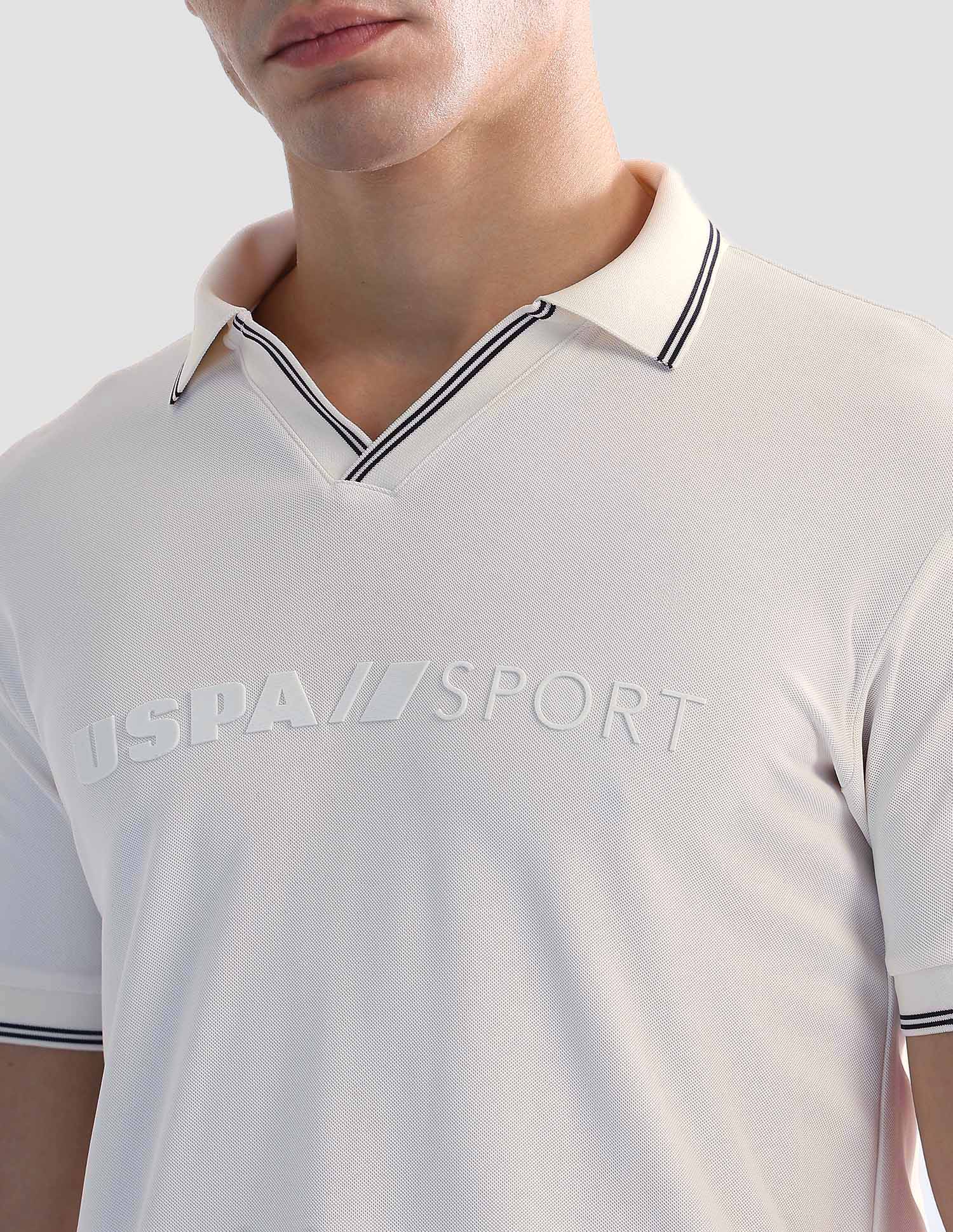 Brand Embossed Regular Fit Active Polo Shirt Off White - U.S. POLO ASSN. | Large