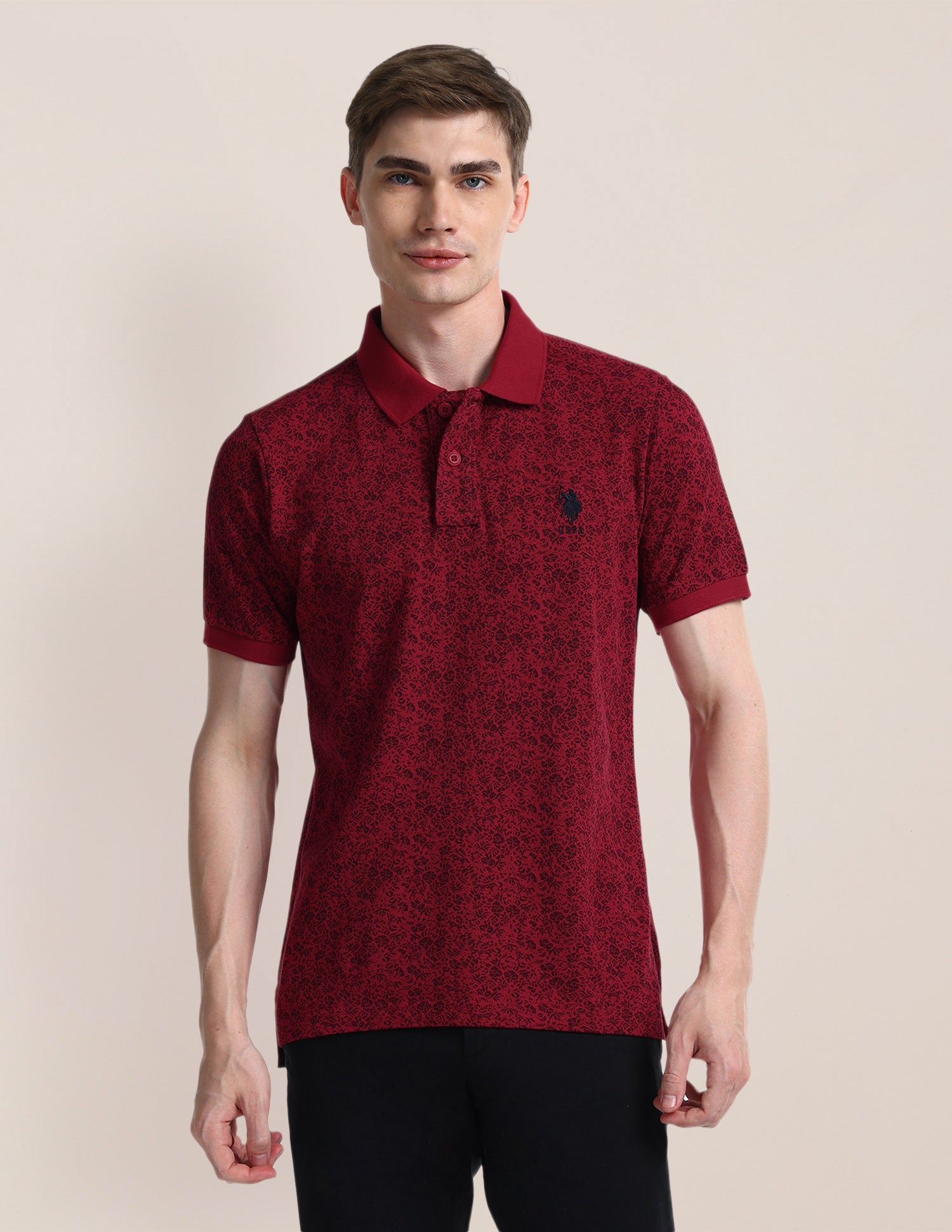 Floral Slim Fit Polo Shirt Red - U.S. POLO ASSN. | Large