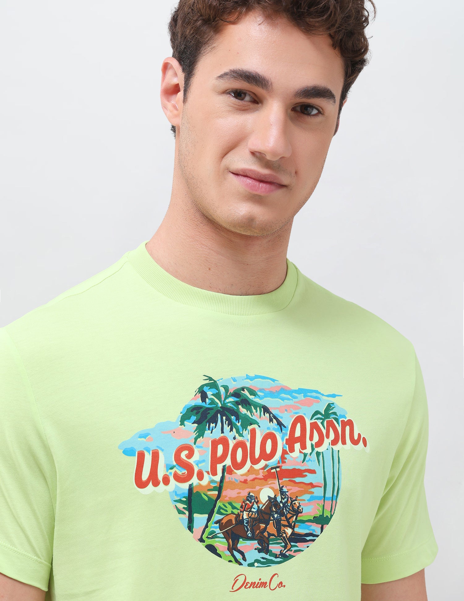 Graphic Brand Printed Regular Fit T-Shirt Green - U.S. Polo Assn. India | Large