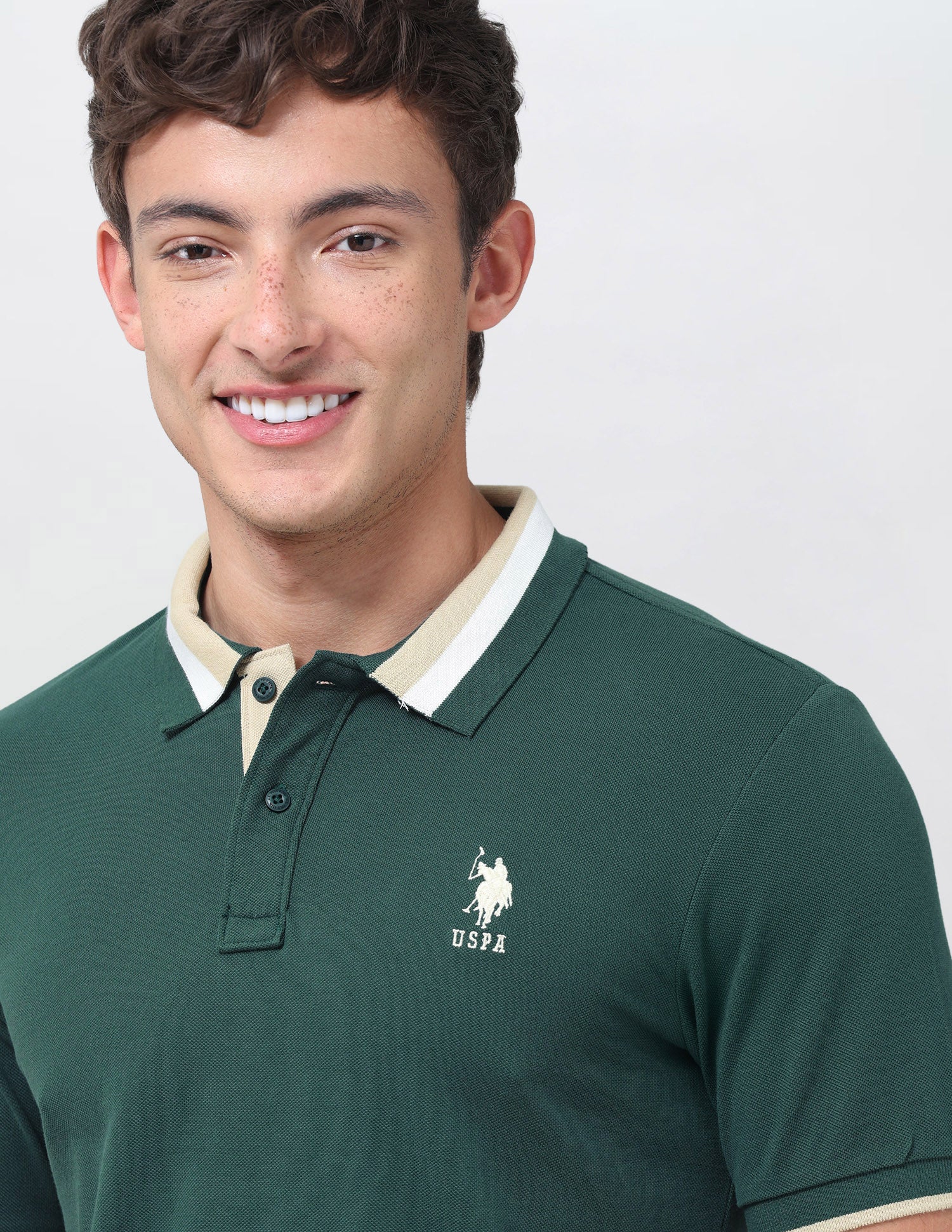 Solid Regular Fit Polo Shirt Dark Green - U.S. Polo Assn. India | Large