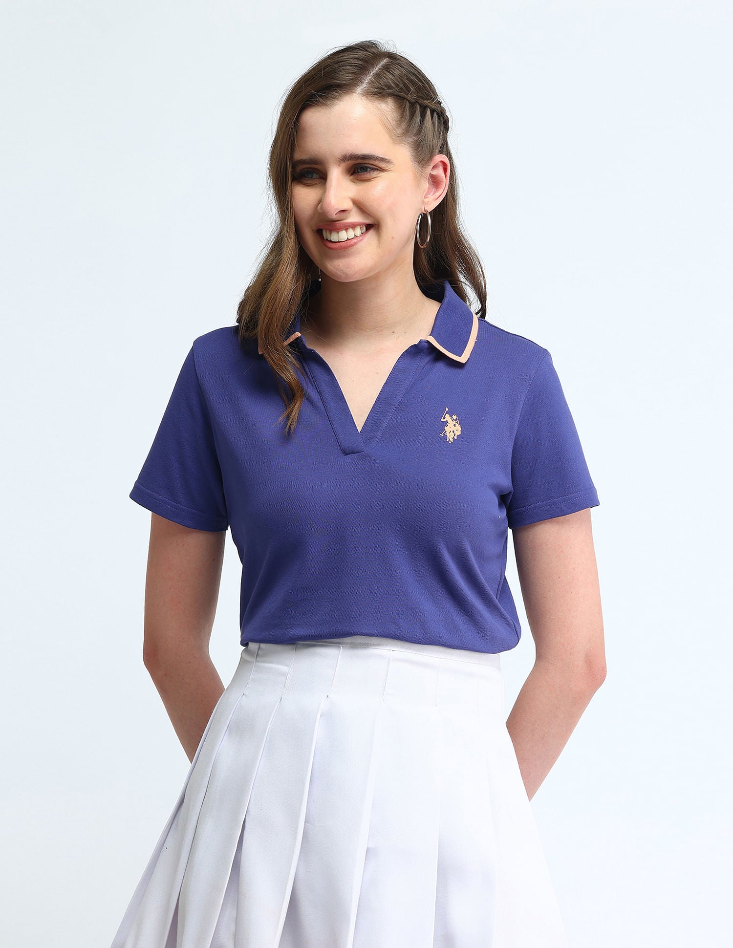 Tipped Collar Solid Polo Shirt Purple - U.S. POLO ASSN. | Large