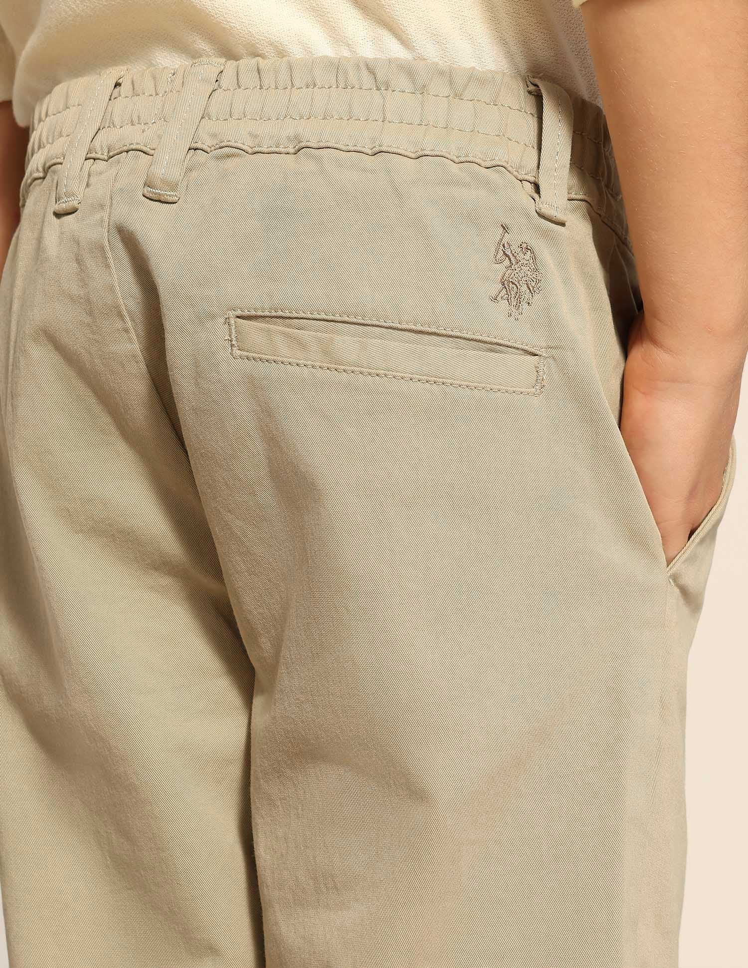 Boys Pure Cotton Twill Trousers Khaki - U.S. POLO ASSN. | Large
