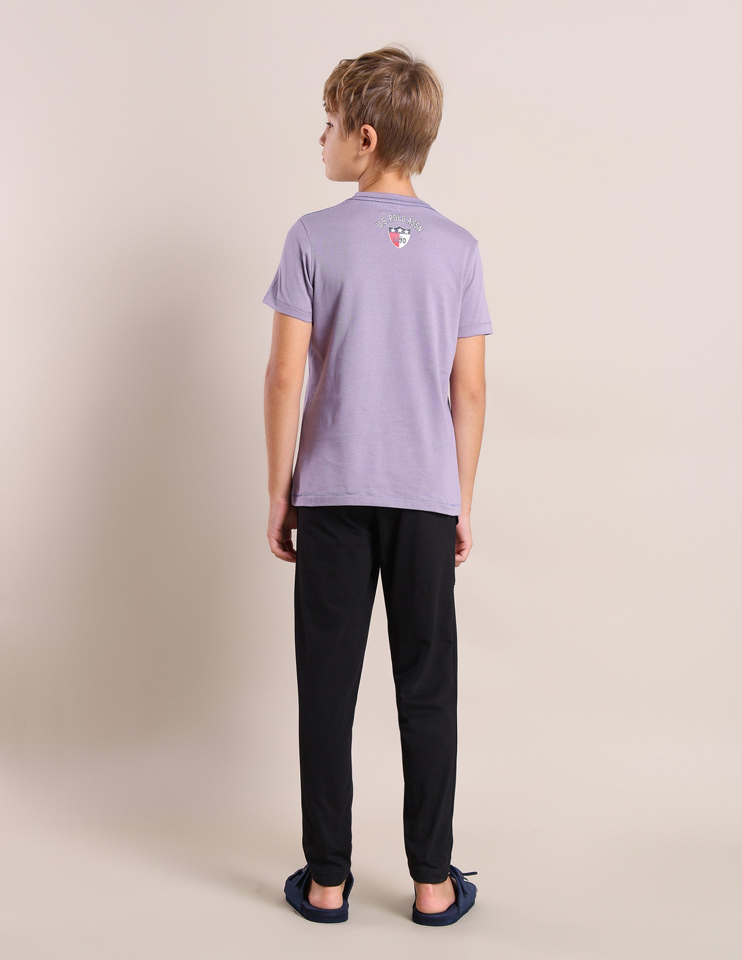 Boys Comfort Fit Pure Cotton T-Shirt - Pack Of 2 Blue and Purple - U.S. POLO ASSN. | Large