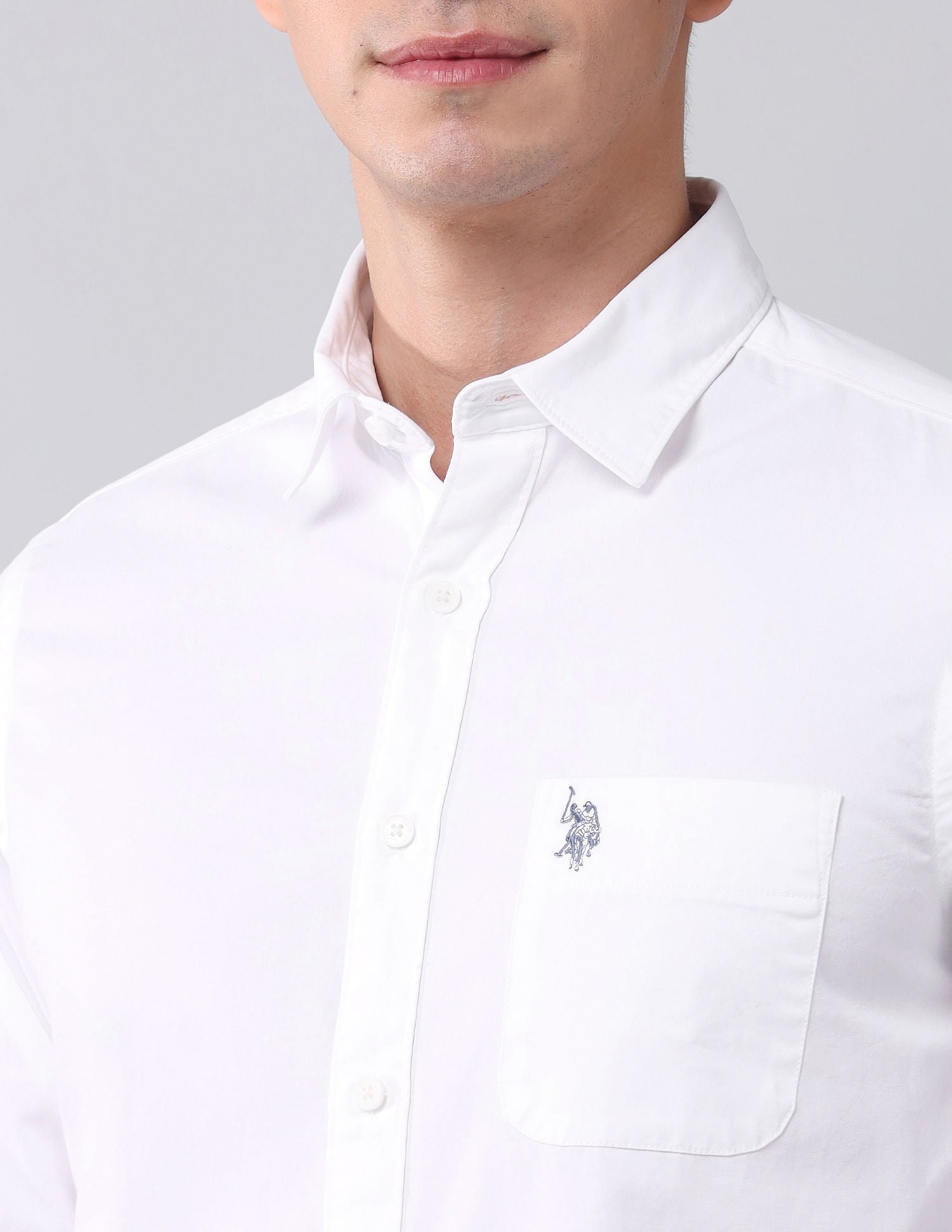 Regular Fit Twill Solid Shirt White - U.S. Polo Assn. India | Large